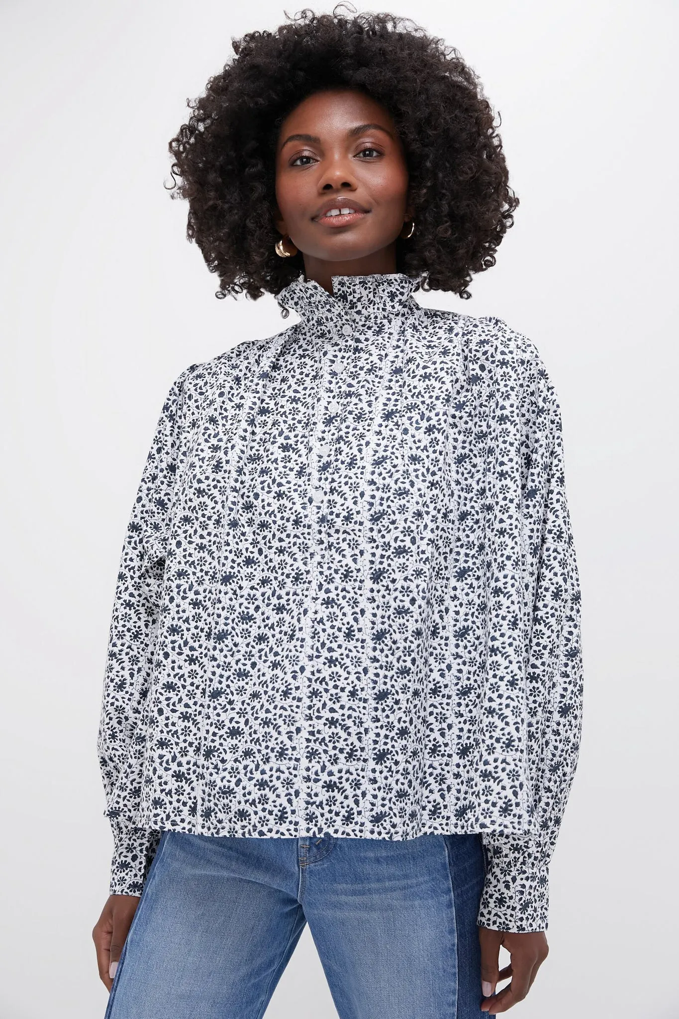 Navy Ditsy Print Kali Top sold by Tuckernuck
