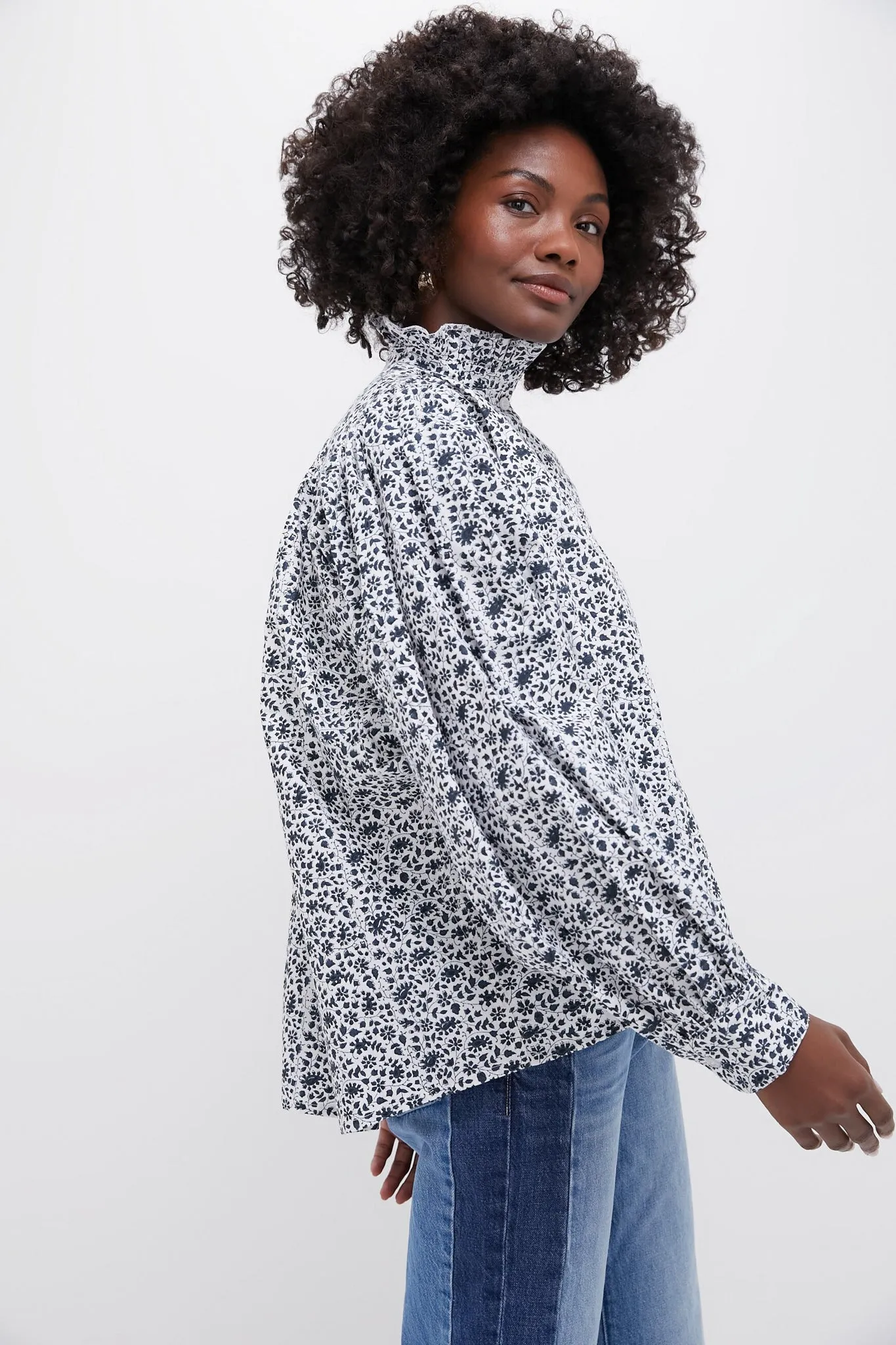 Navy Ditsy Print Kali Top sold by Tuckernuck product image thumbnail 3