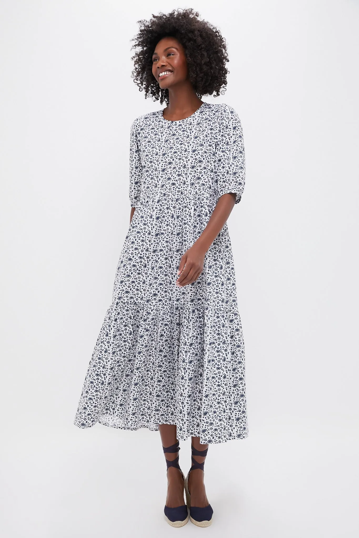 Exclusive Navy Ditsy Print Gaia Dress sold by Tuckernuck