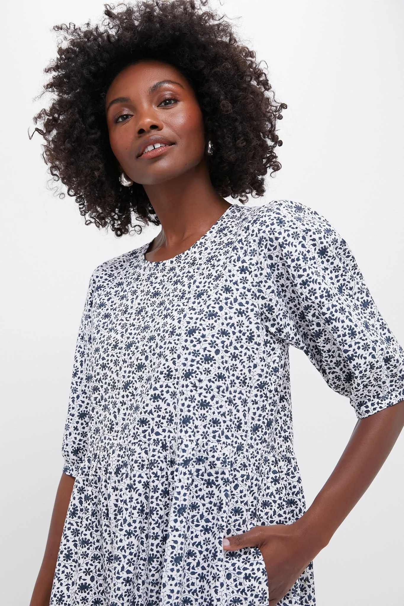 Exclusive Navy Ditsy Print Gaia Dress sold by Tuckernuck product image thumbnail 5