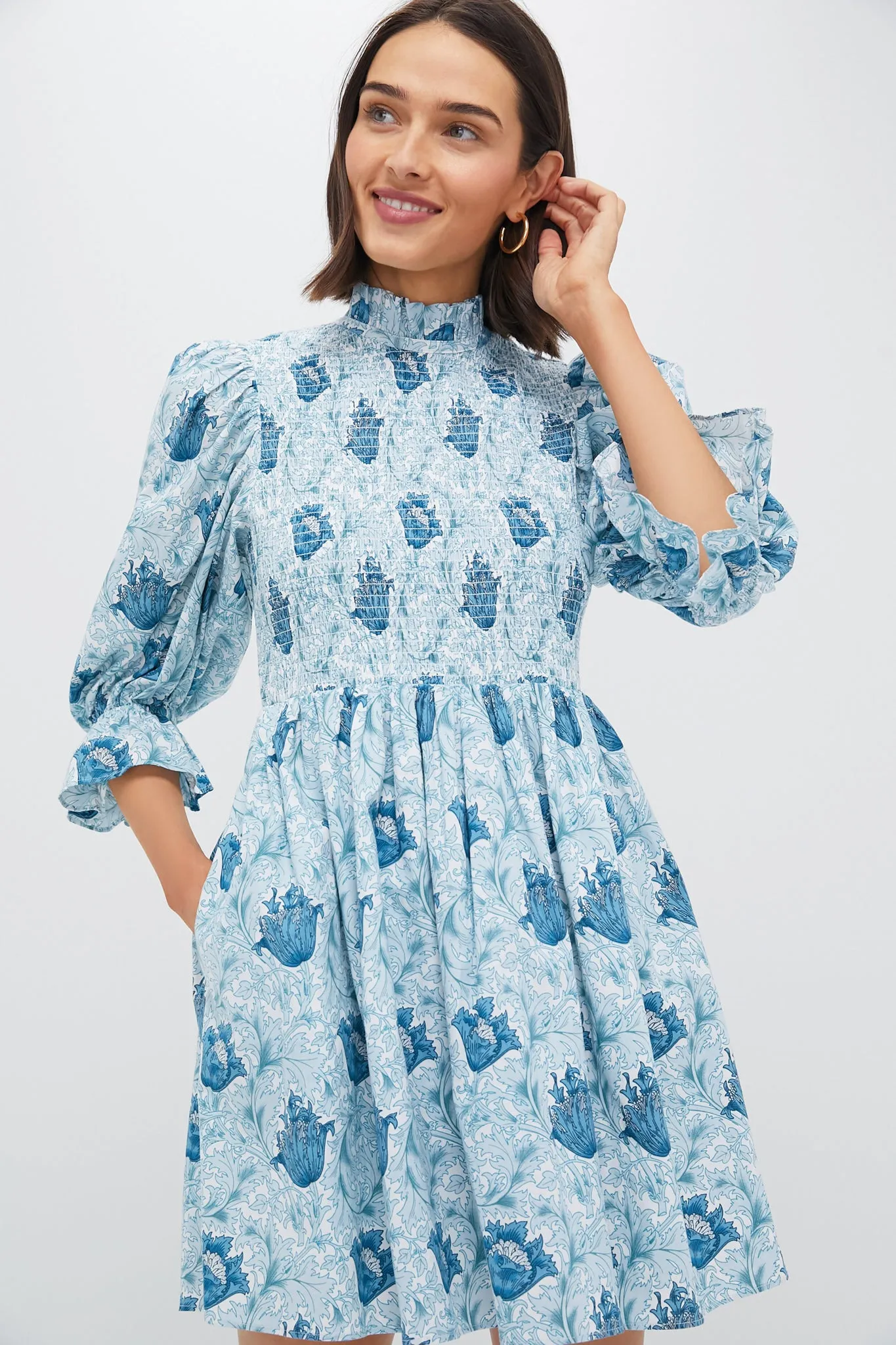 Teal Leafy Floral Smocked Larah Mini Dress sold by Tuckernuck