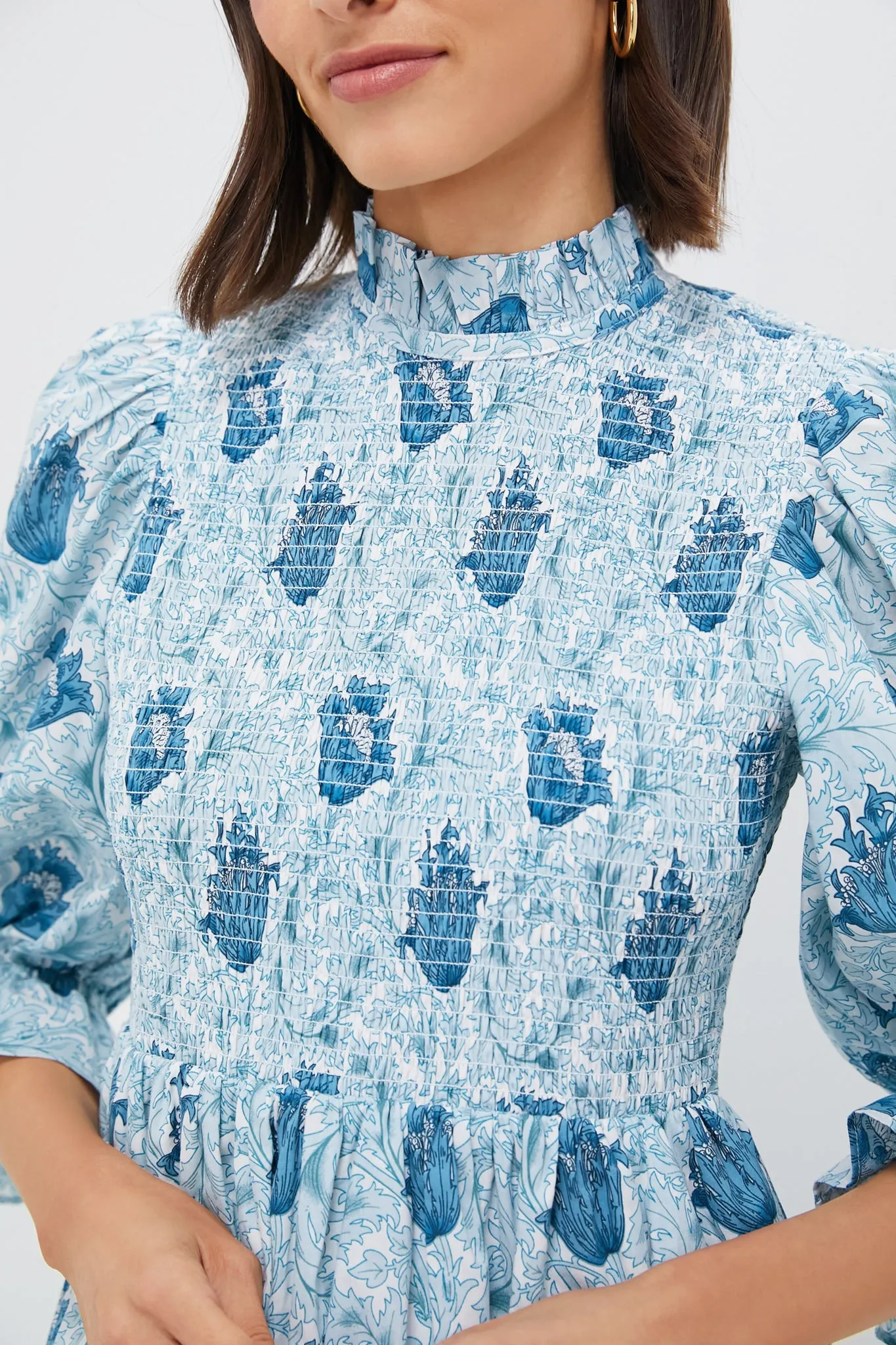 Teal Leafy Floral Smocked Larah Mini Dress sold by Tuckernuck product image thumbnail 5