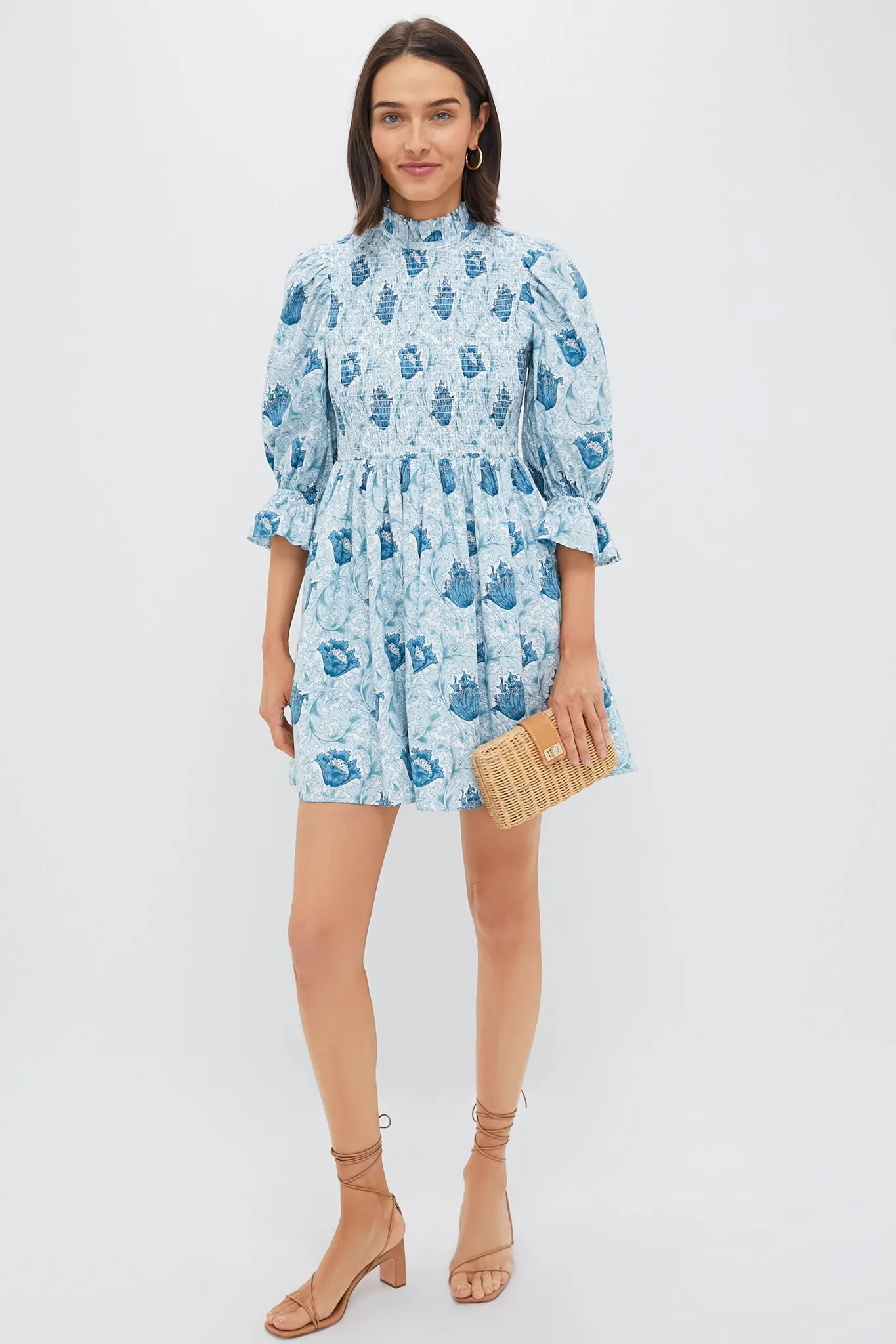 Teal Leafy Floral Smocked Larah Mini Dress sold by Tuckernuck product image thumbnail 2