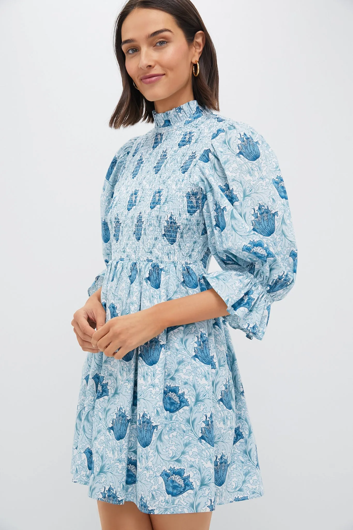 Teal Leafy Floral Smocked Larah Mini Dress sold by Tuckernuck product image thumbnail 3