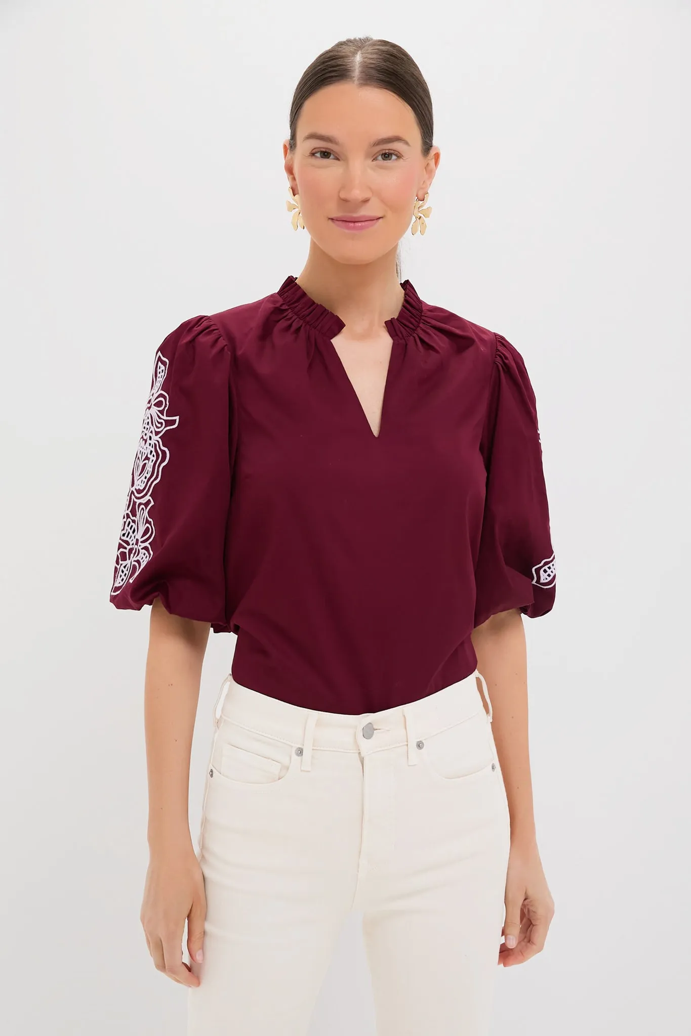 Plum with Lilac Embroidery Floria Blouse sold by Tuckernuck product image thumbnail 5