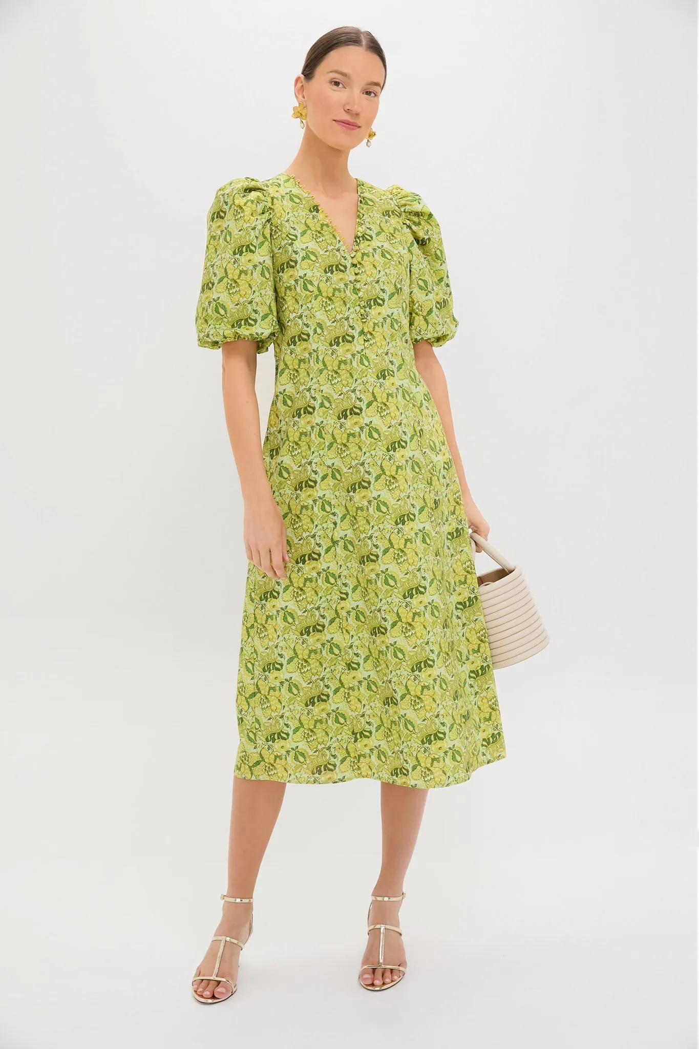 Chartreuse Multi Floral Marcy Midi Dress sold by Tuckernuck product image thumbnail 2