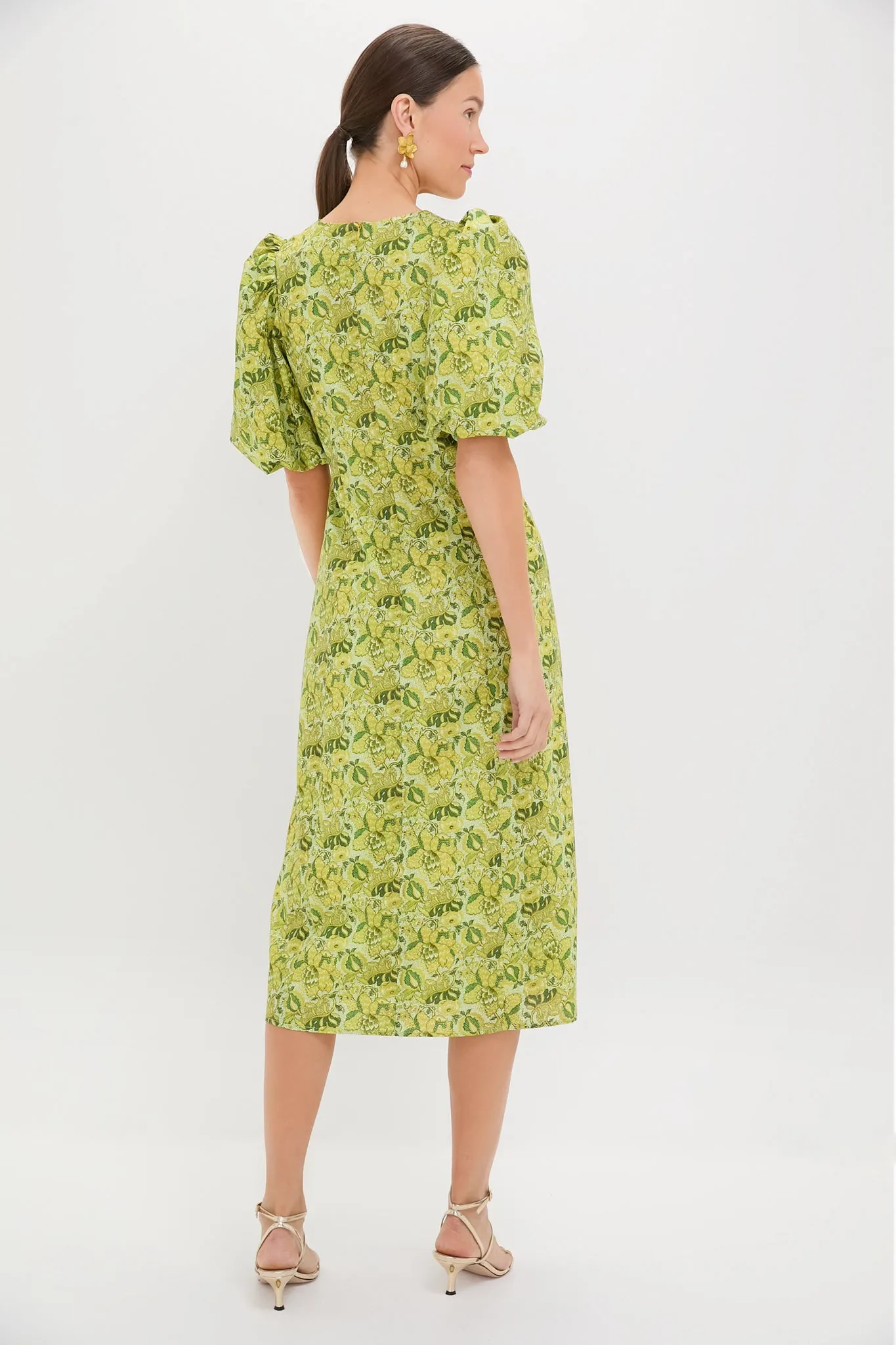 Chartreuse Multi Floral Marcy Midi Dress sold by Tuckernuck product image thumbnail 4