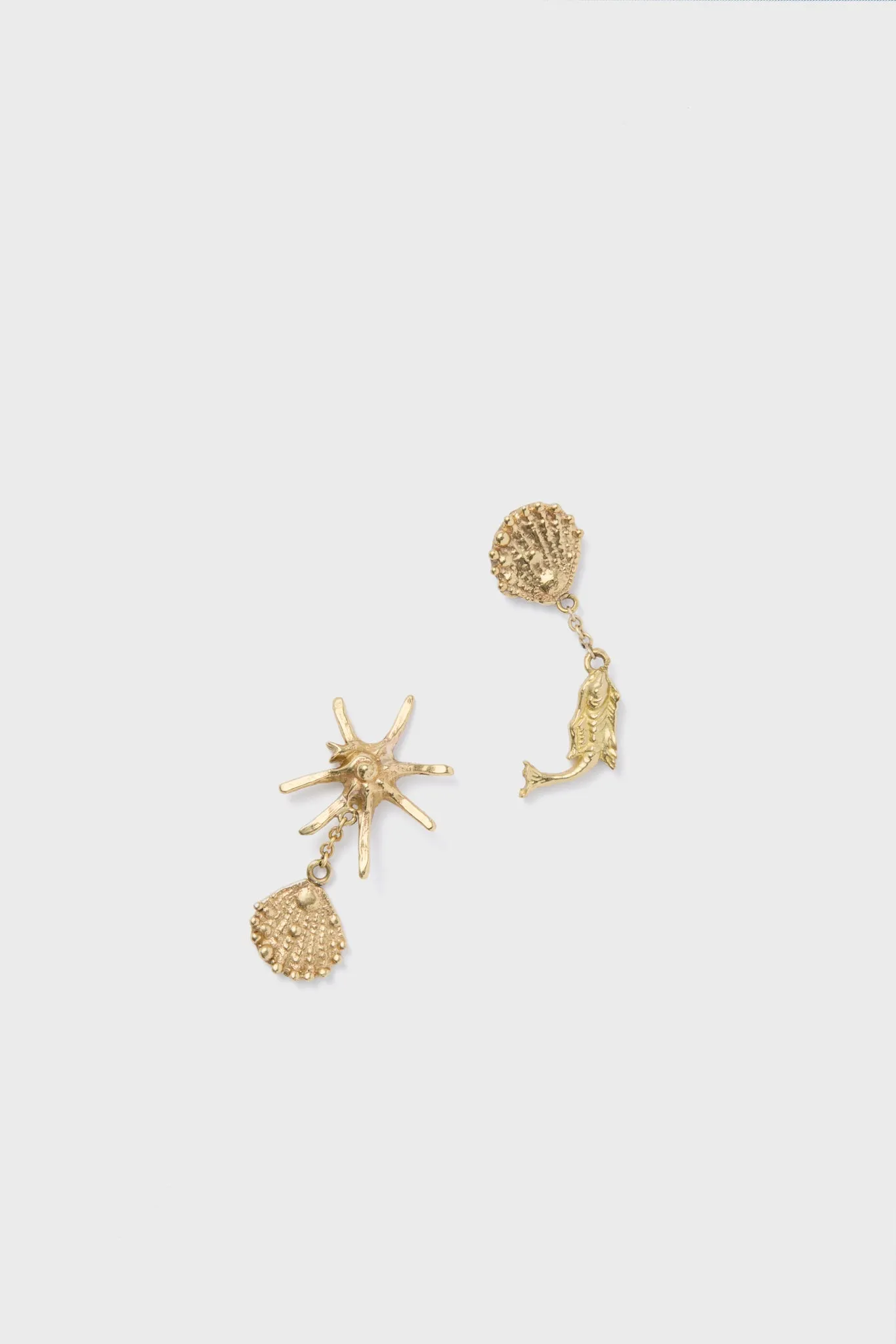 Gold Reverie Asymmetric Drop Earrings sold by Tuckernuck