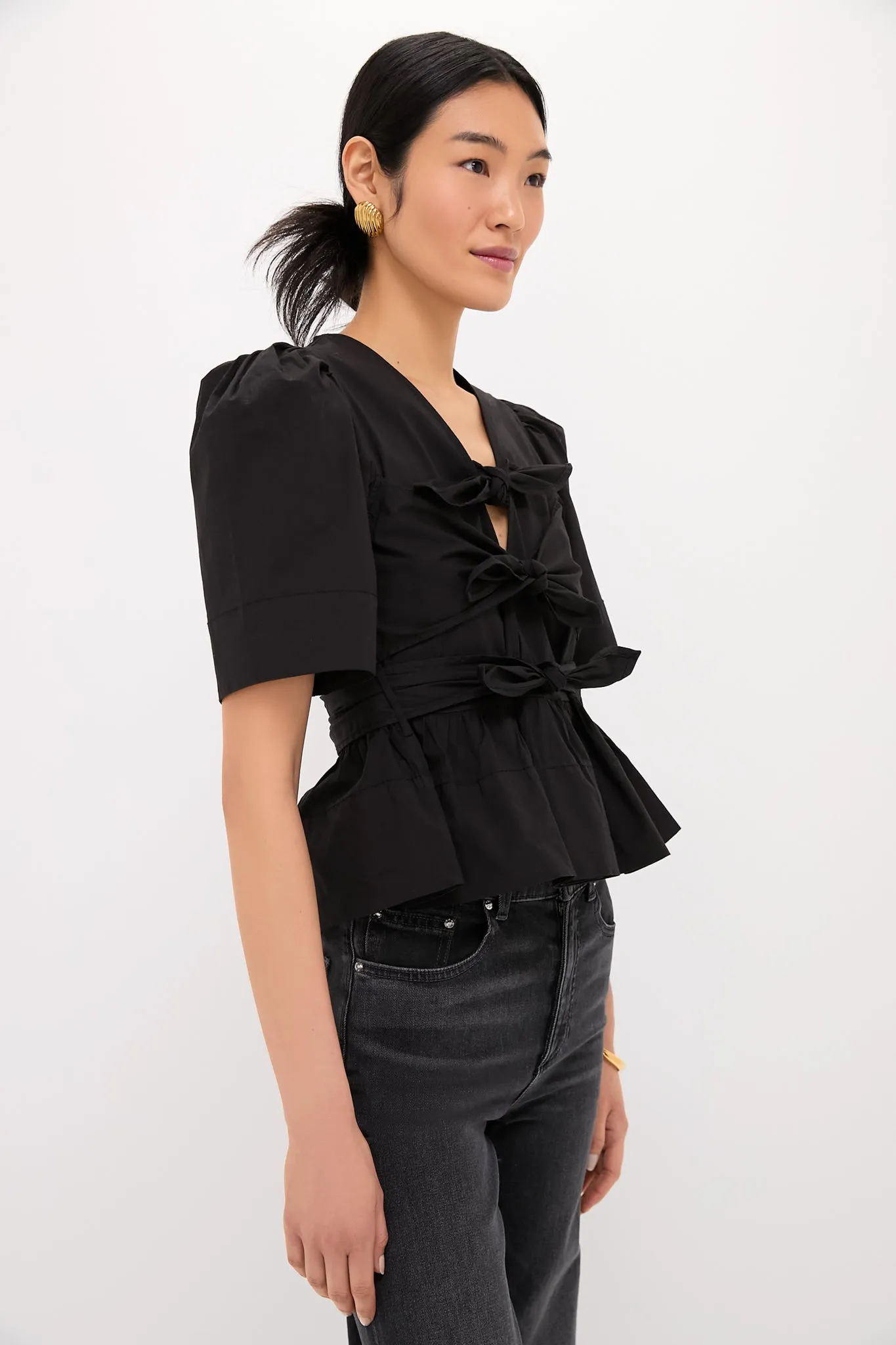 Black Tie Strap Blouse sold by Tuckernuck product image thumbnail 3
