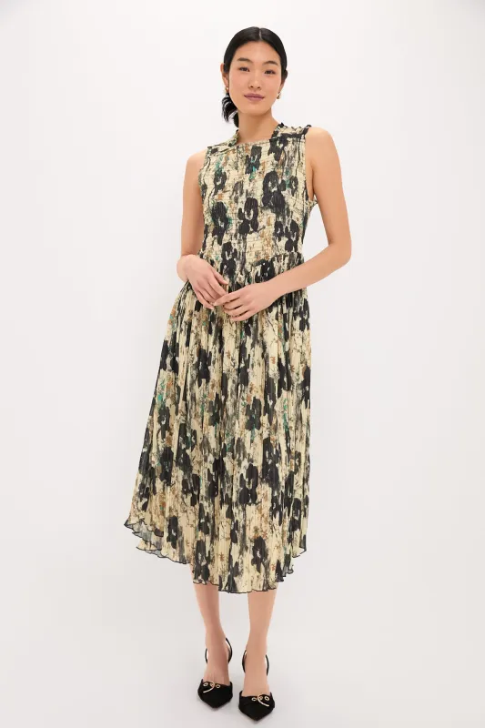 Afterglow Printed Pleats Smock Midi Straps Dress sold by Tuckernuck