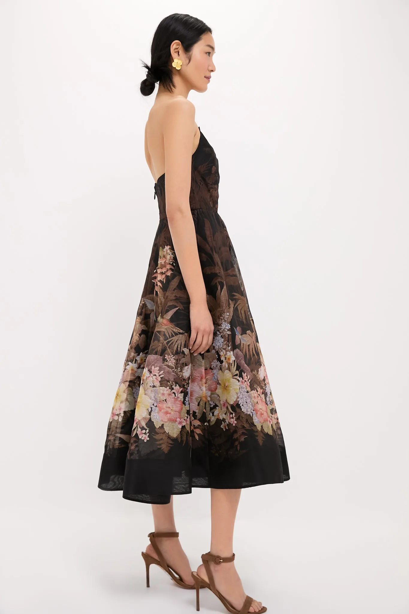 Black Tropical Illuminate Draped Midi Dress sold by Tuckernuck product image thumbnail 3