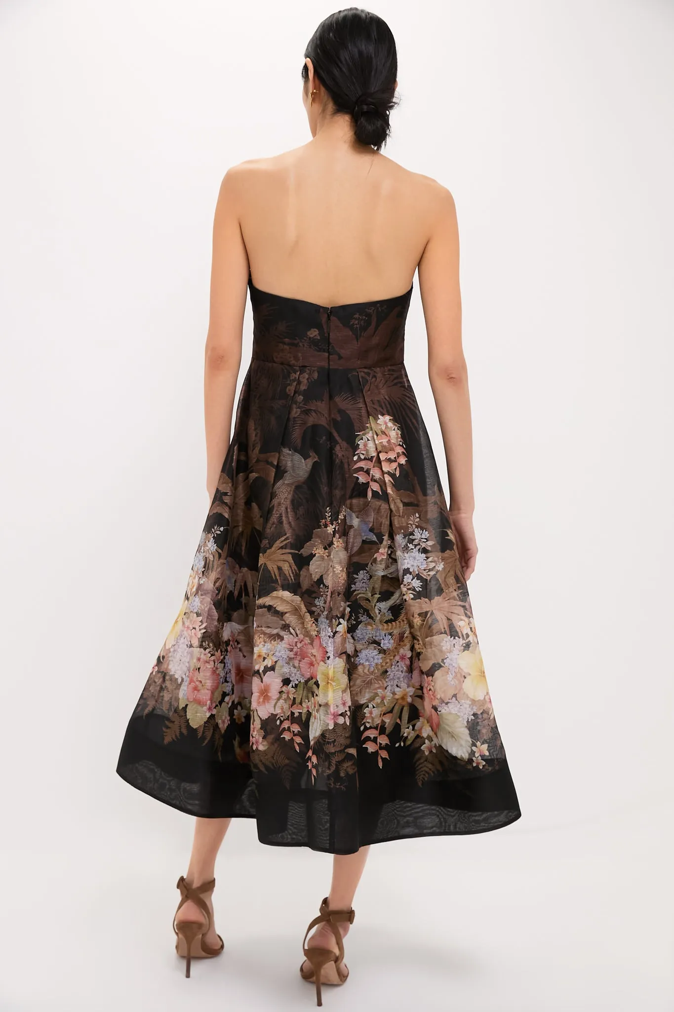 Black Tropical Illuminate Draped Midi Dress sold by Tuckernuck product image thumbnail 4