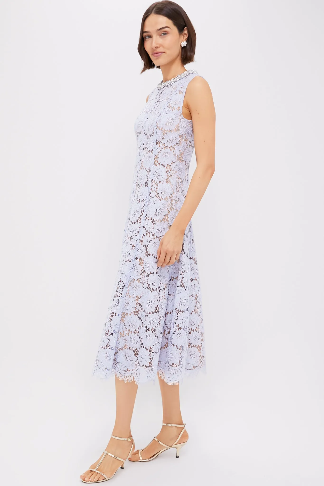 Blue Fine Lace Pearl Midi Dress sold by Tuckernuck product image thumbnail 3