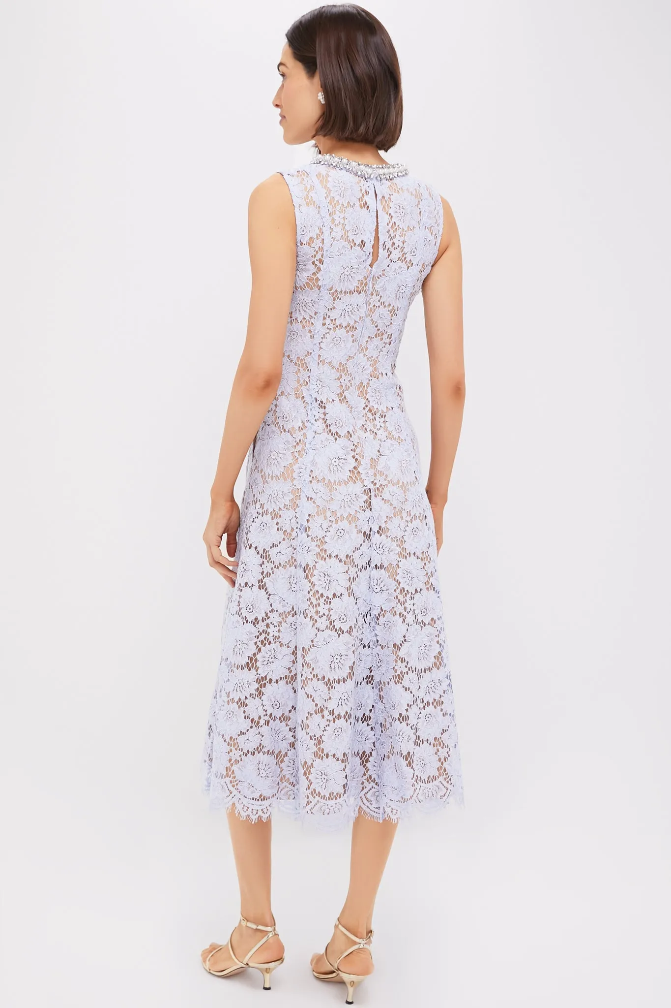 Blue Fine Lace Pearl Midi Dress sold by Tuckernuck product image thumbnail 4