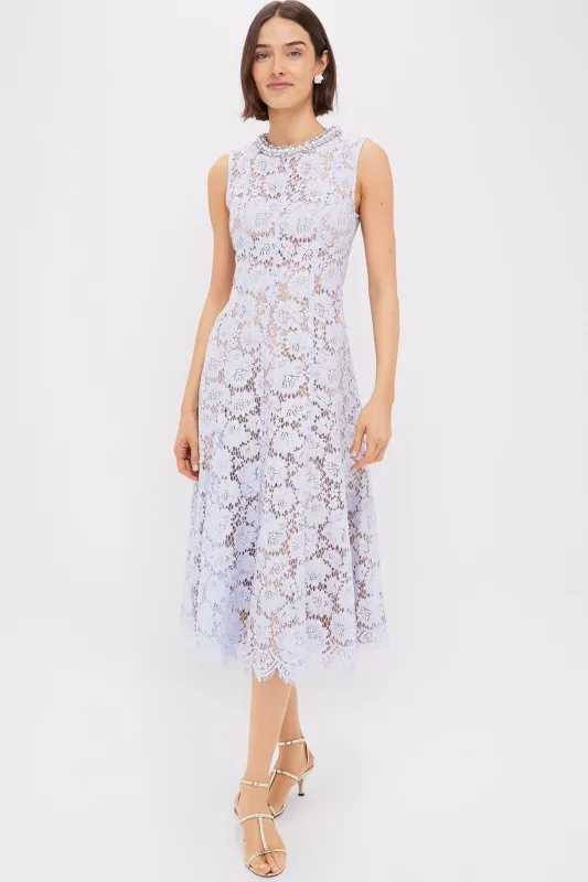 Blue Fine Lace Pearl Midi Dress sold by Tuckernuck