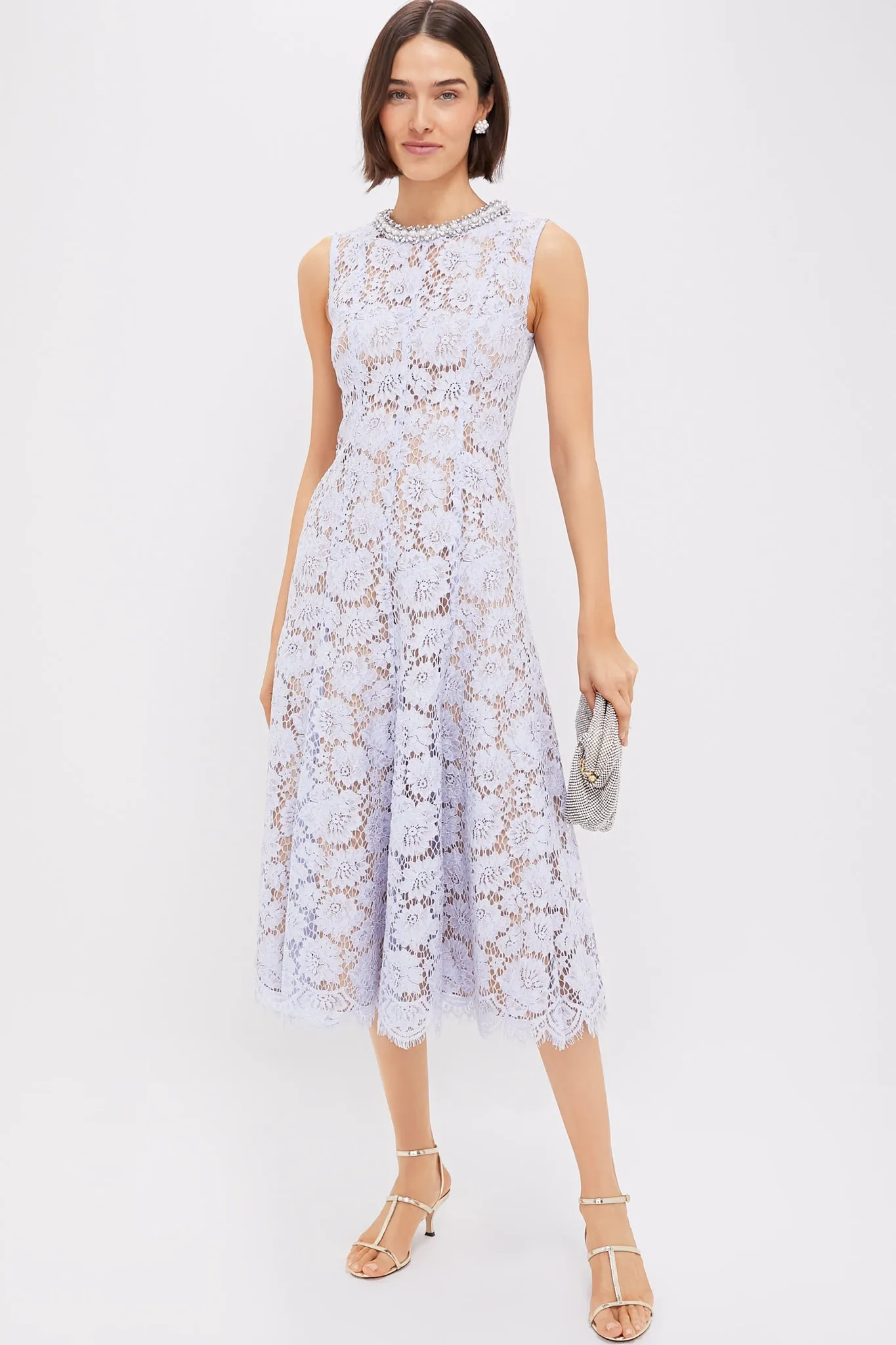 Blue Fine Lace Pearl Midi Dress sold by Tuckernuck product image thumbnail 2