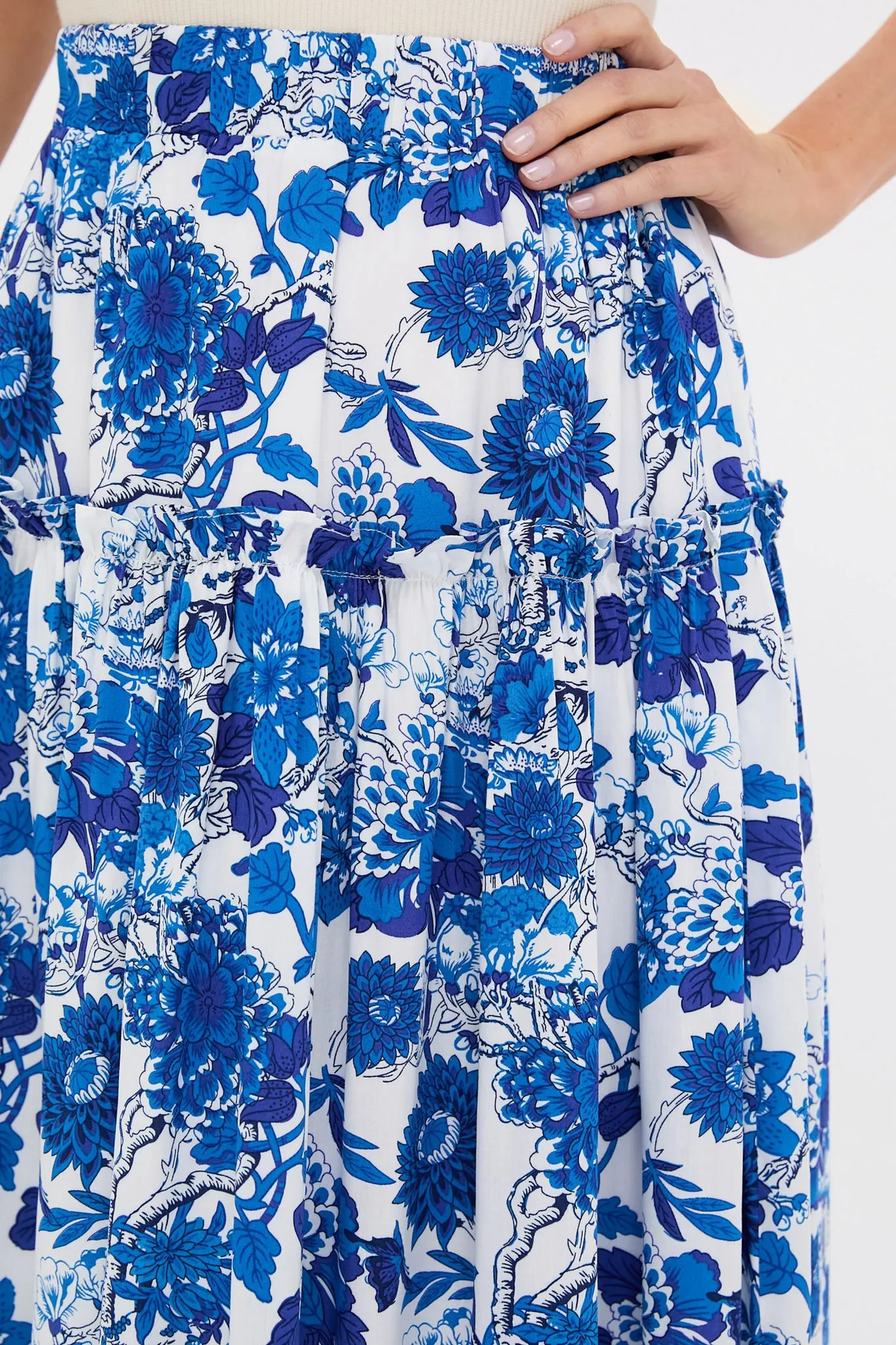 Indigo & Blue Floral Isla Maxi Skirt sold by Tuckernuck product image thumbnail 5