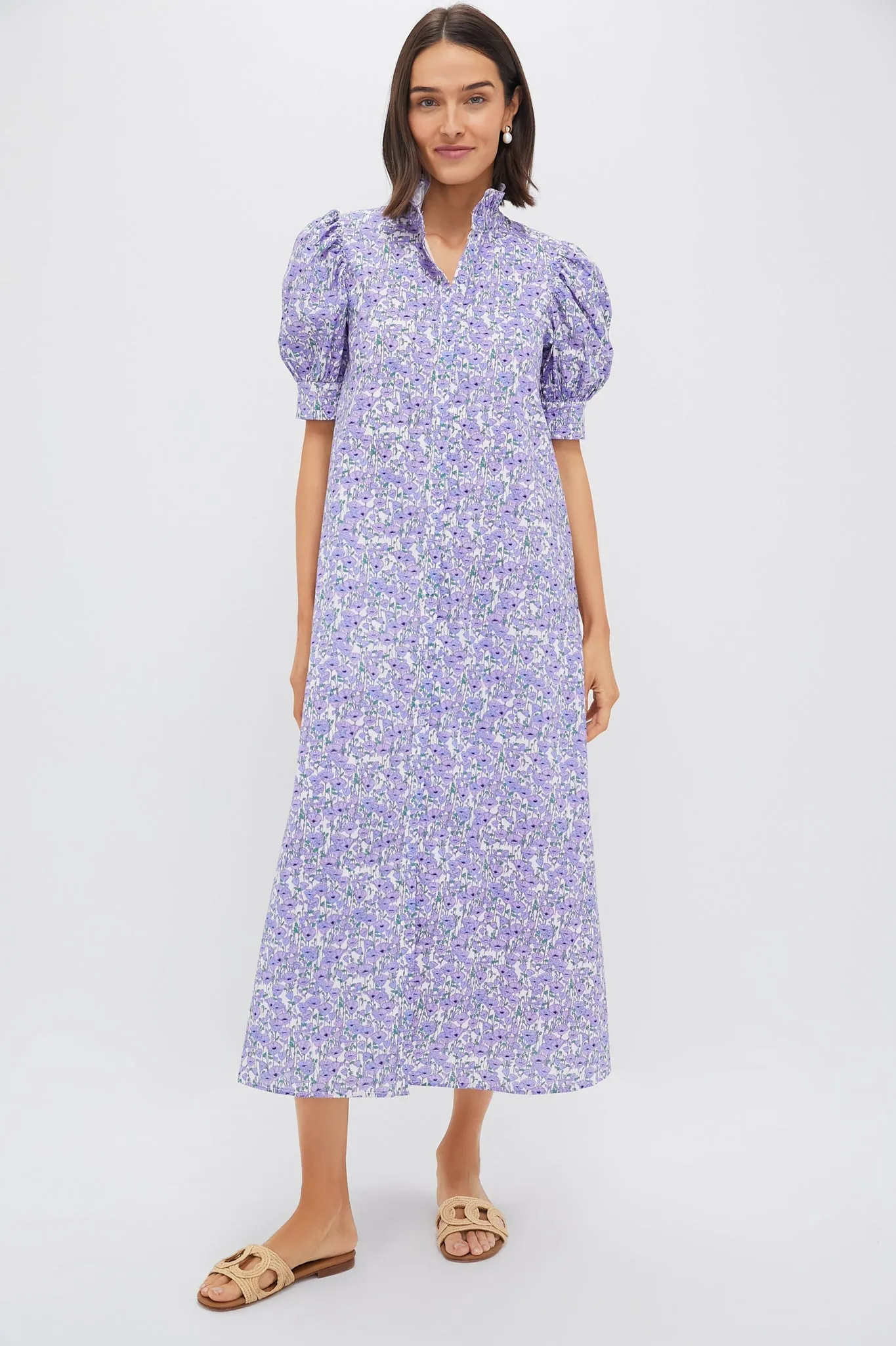 Purple Poppies Ruffle Collar Louisa Maxi Dress sold by Tuckernuck