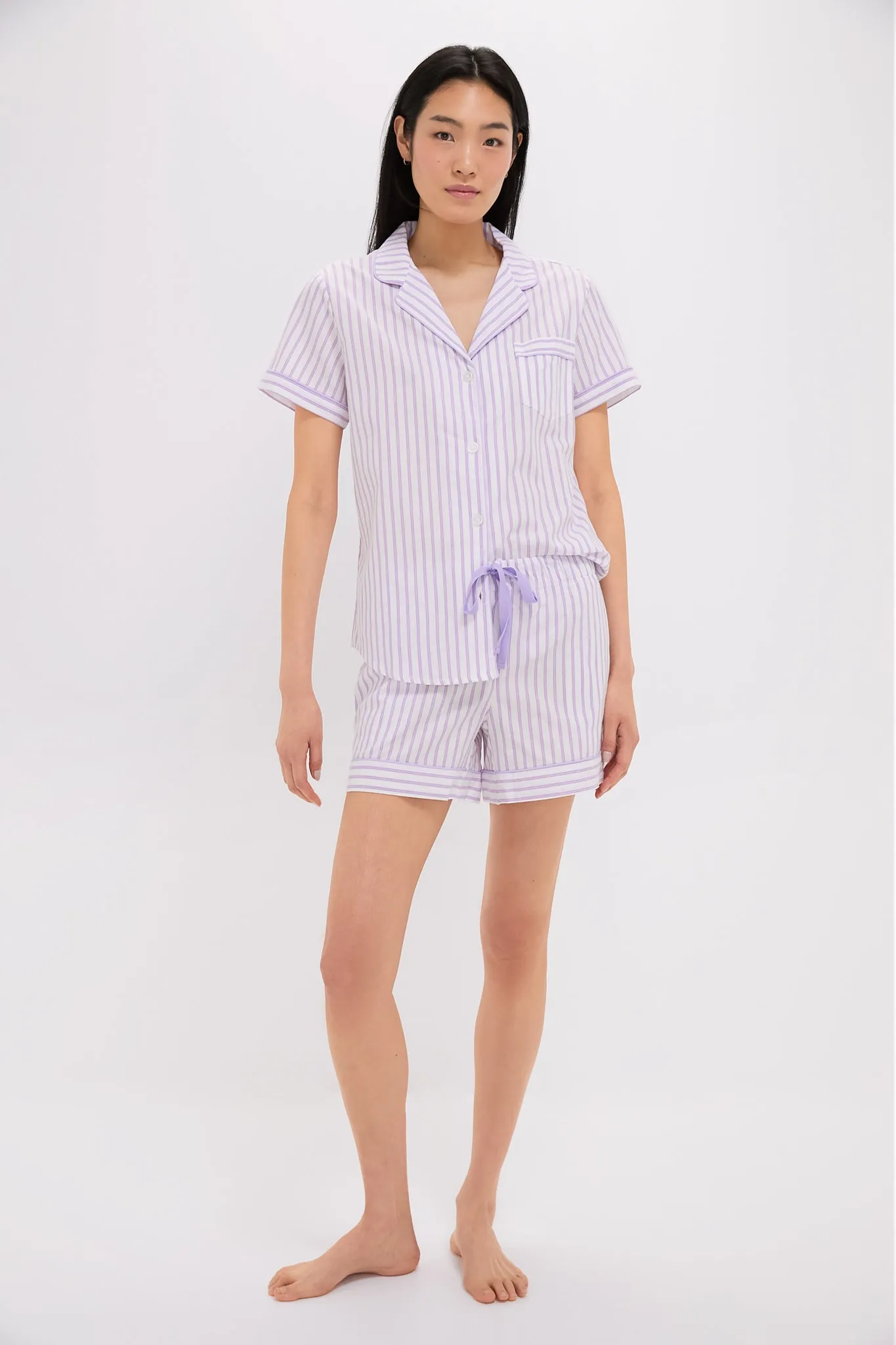 Women's Lavender French Ticking Short Set sold by Tuckernuck product image thumbnail 2