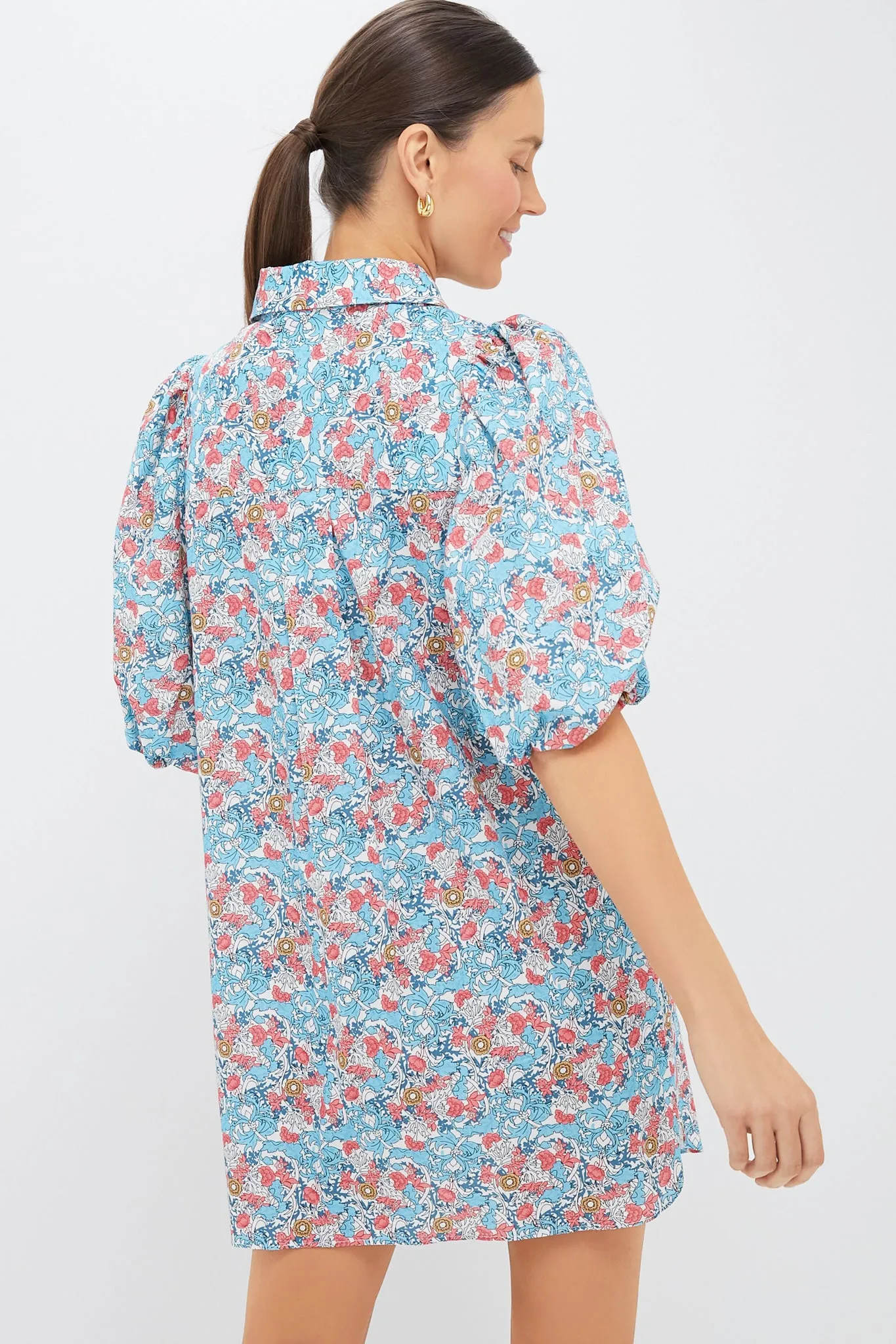 Blue & Coral Vines Cassidy Mini Shirt Dress sold by Tuckernuck product image thumbnail 4