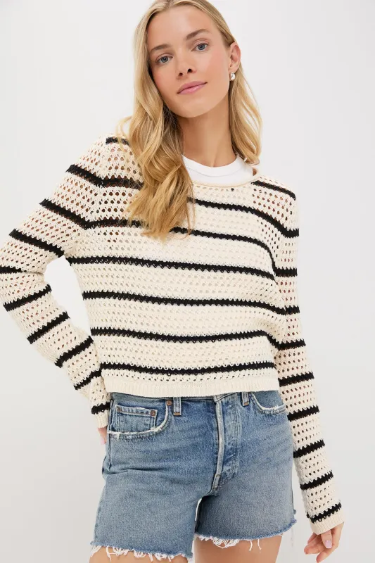 Sea Salt Kit Stripe Crochet Sweater made by Z Supply