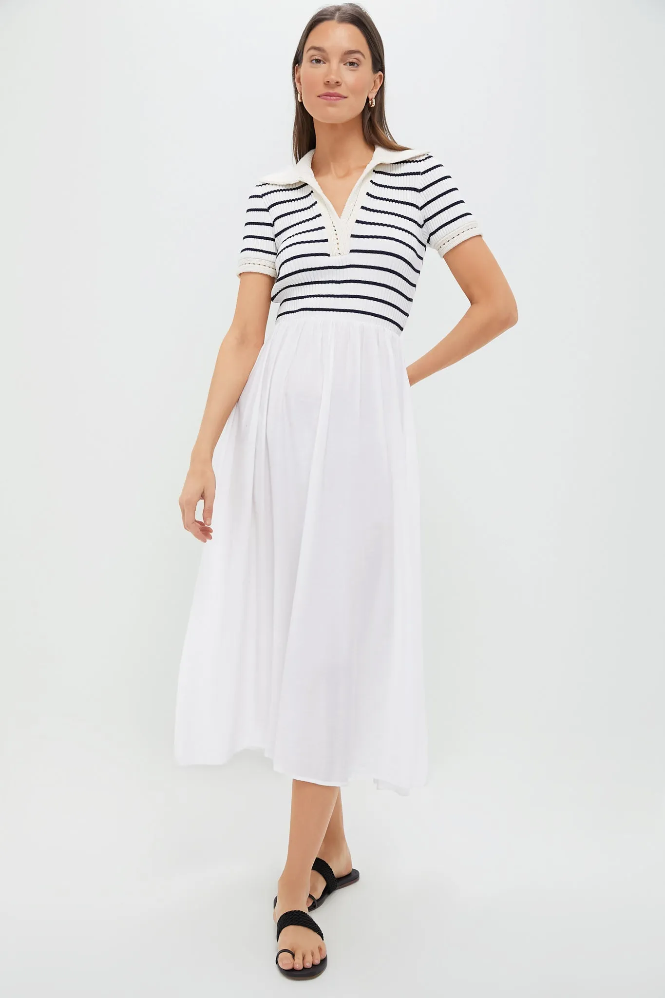 Ivory Striped Polo Midi Dress sold by Tuckernuck