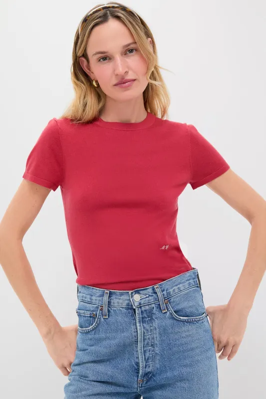 Red Cashmere Silk Blend Katie Tee sold by Tuckernuck