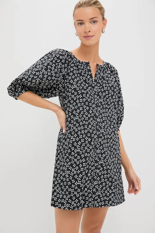 Black Woodblock Floral Vincent Mini Dress sold by Tuckernuck