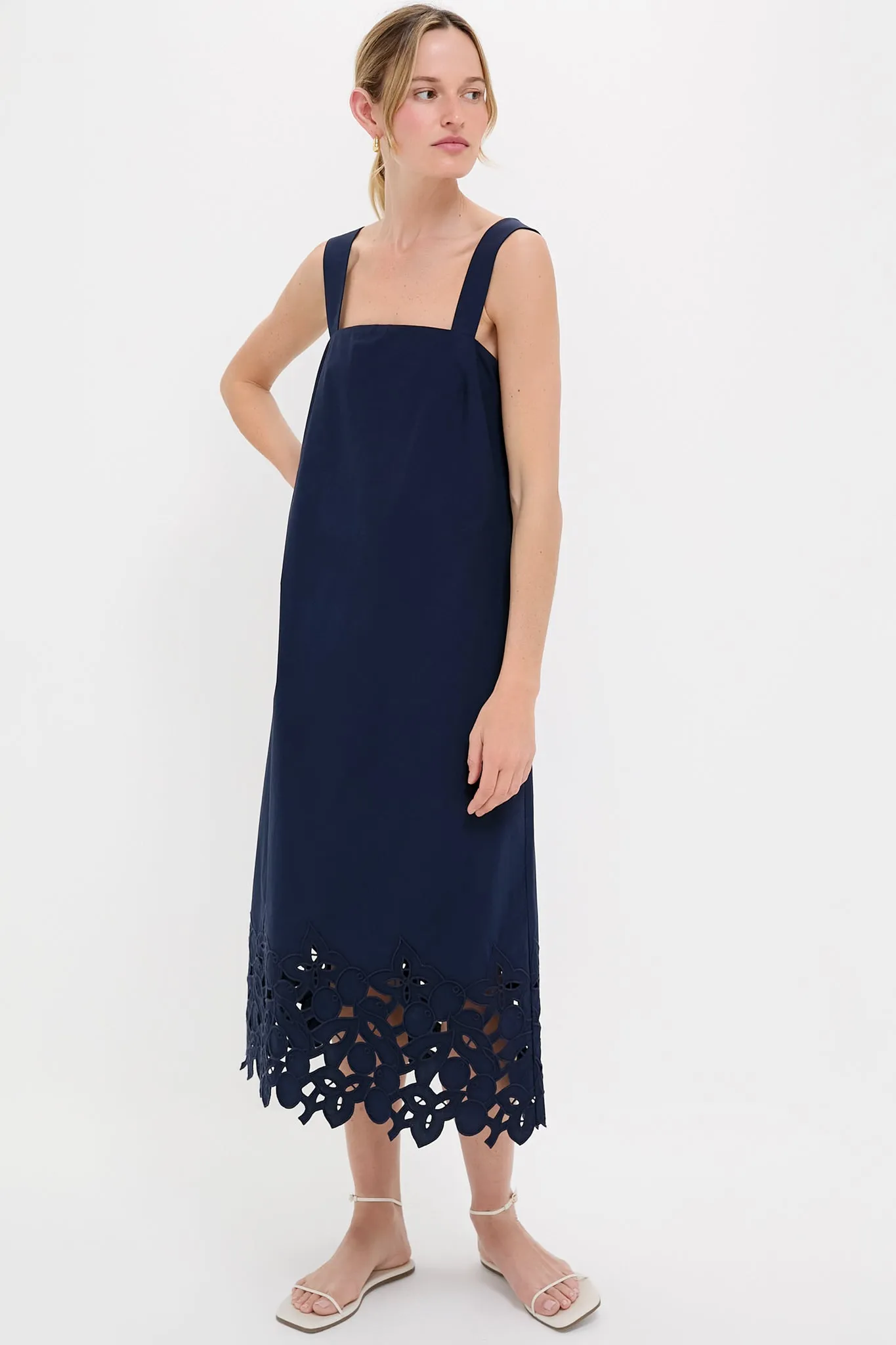 Navy Cotton Eyelet Moria Dress sold by Tuckernuck