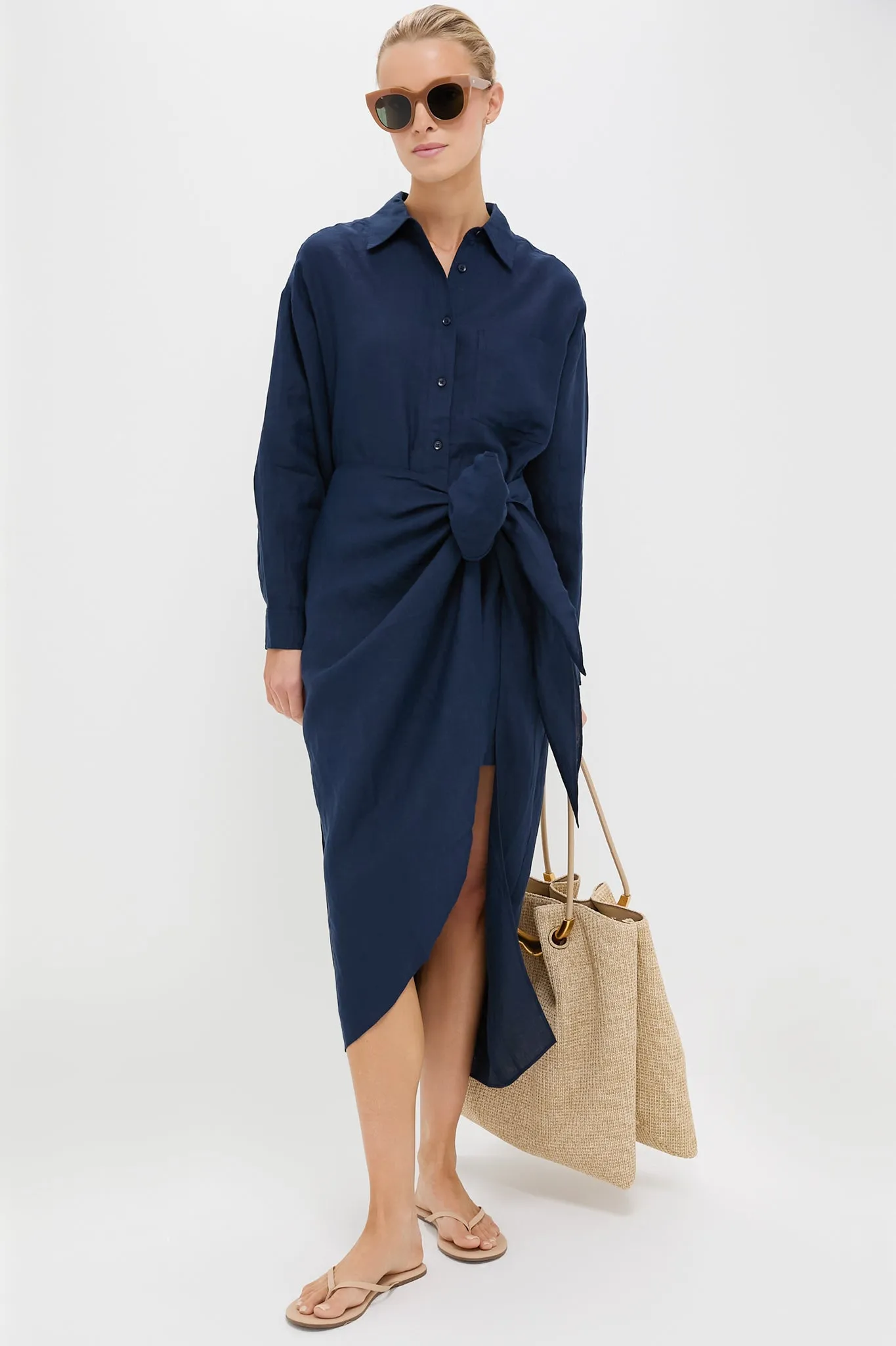 Navy Alessandra Sarong Shirt Dress sold by Tuckernuck product image thumbnail 2