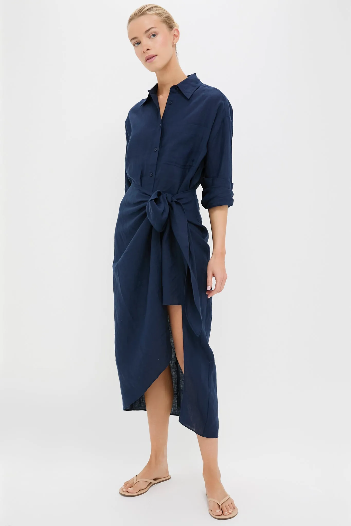 Navy Alessandra Sarong Shirt Dress sold by Tuckernuck