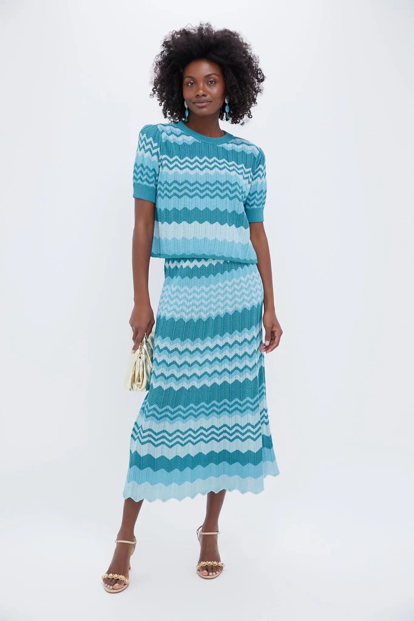 Aqua Crochet Stripe Sylvie Skirt sold by Tuckernuck product image thumbnail 3