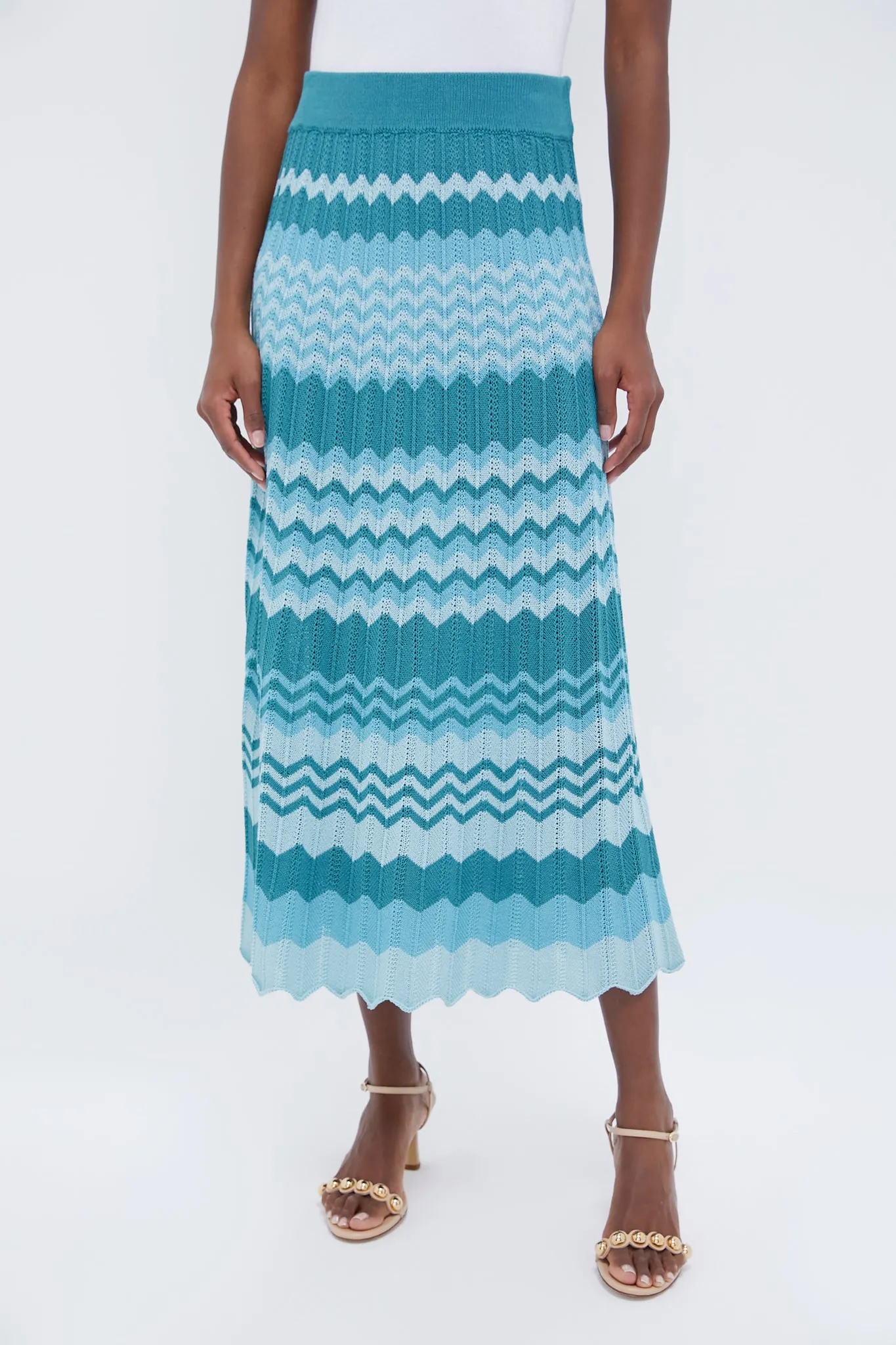 Aqua Crochet Stripe Sylvie Skirt sold by Tuckernuck