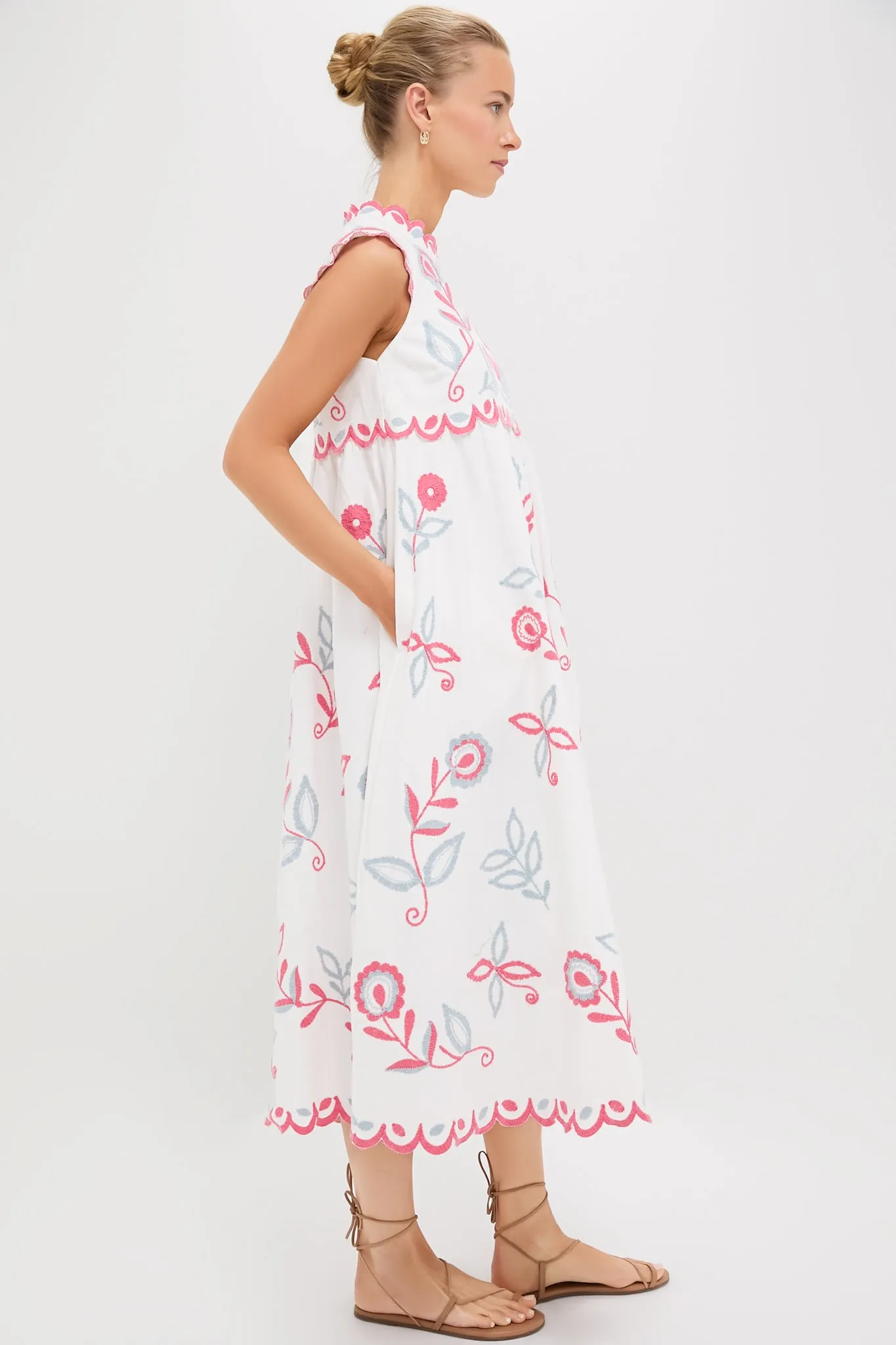 Multi Eevi Embroidered Twill Short Sleeve Dress sold by Tuckernuck product image thumbnail 3