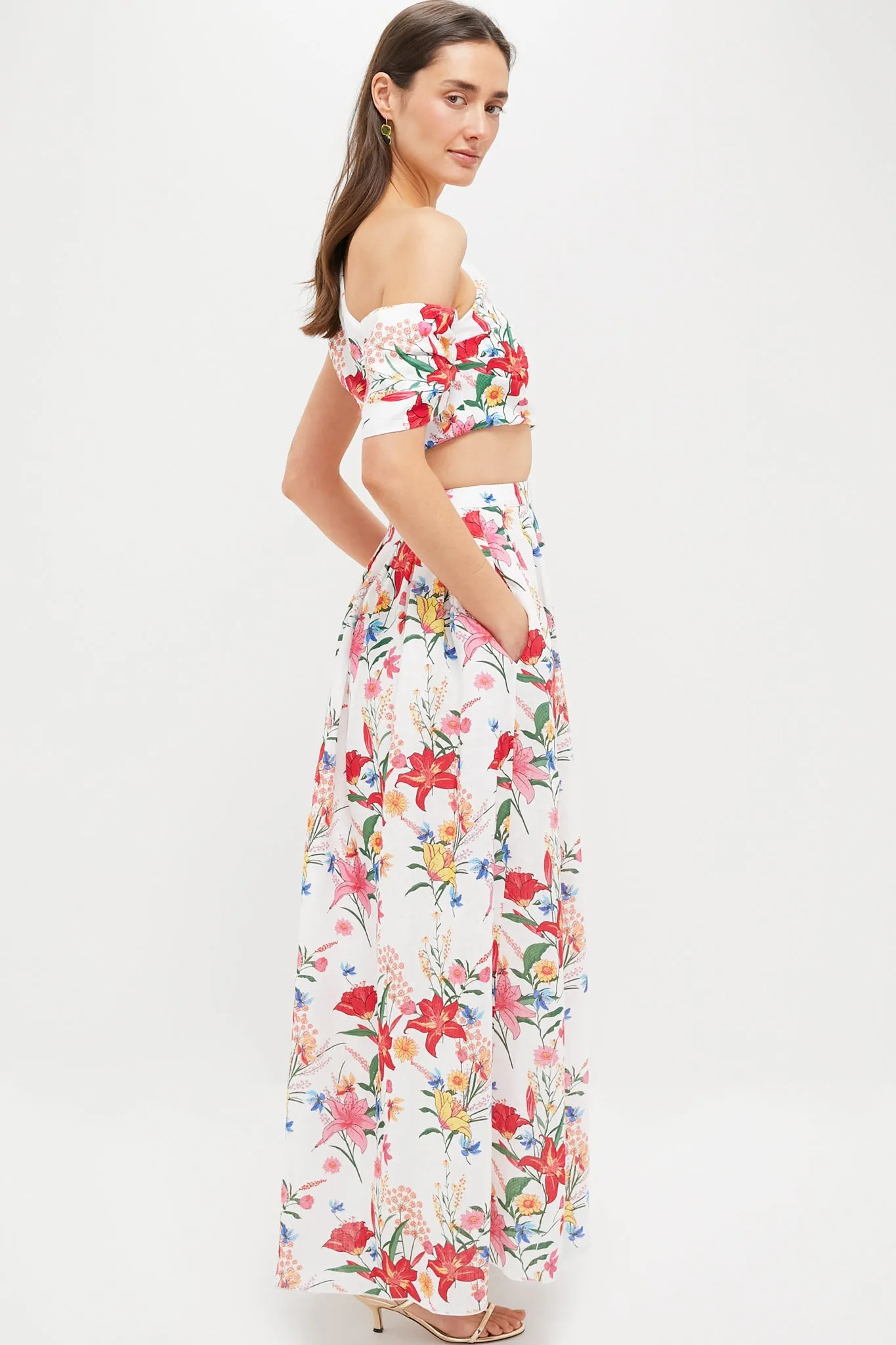 White & Coral Floral Sophia Maxi Dress sold by Tuckernuck product image thumbnail 3