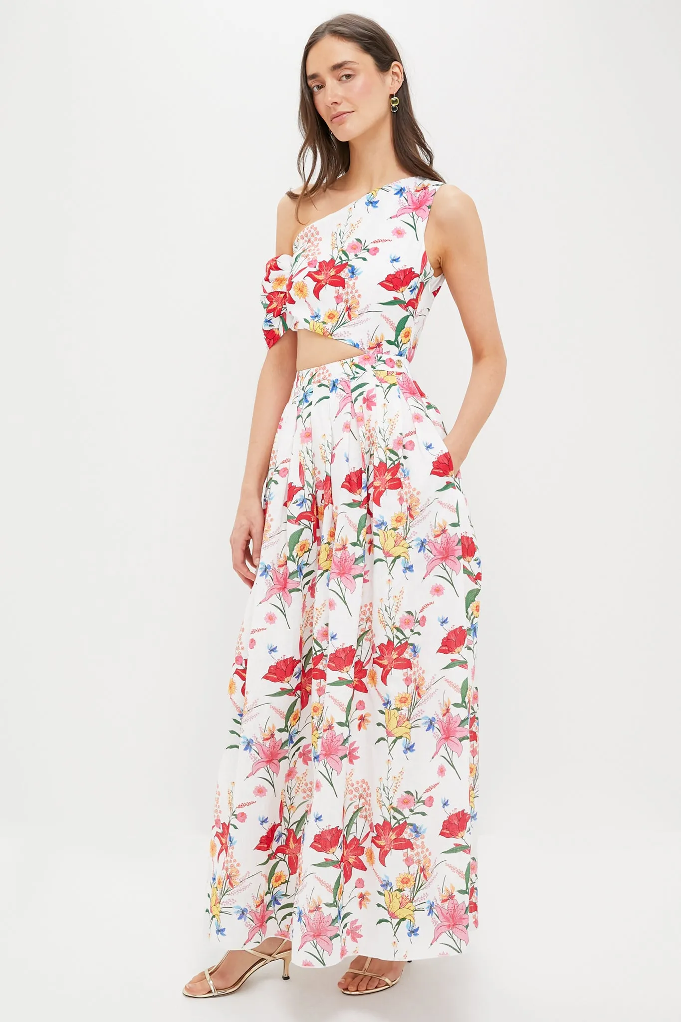 White & Coral Floral Sophia Maxi Dress sold by Tuckernuck