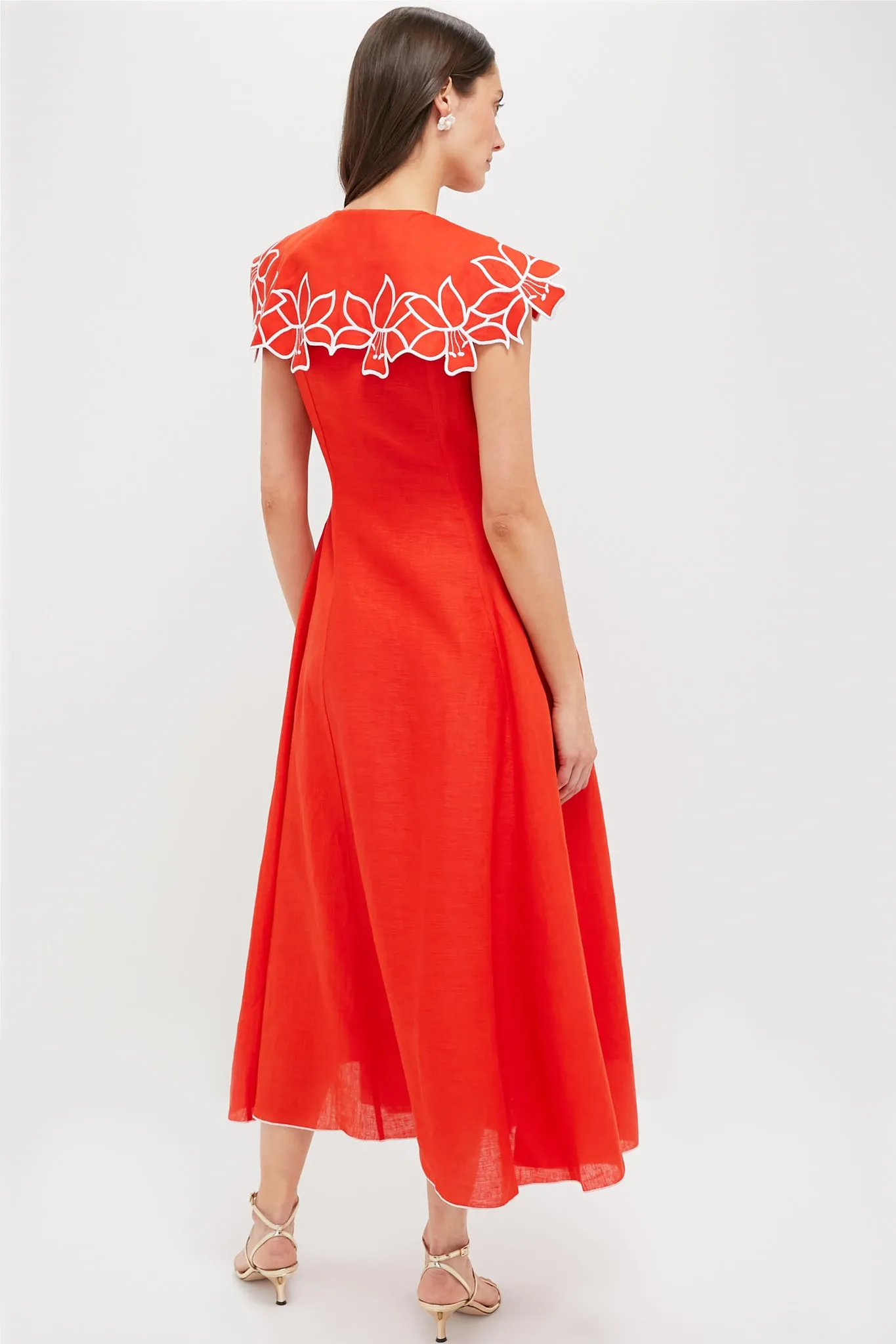 Red and White Embroidery Tessa Midi Dress sold by Tuckernuck product image thumbnail 4