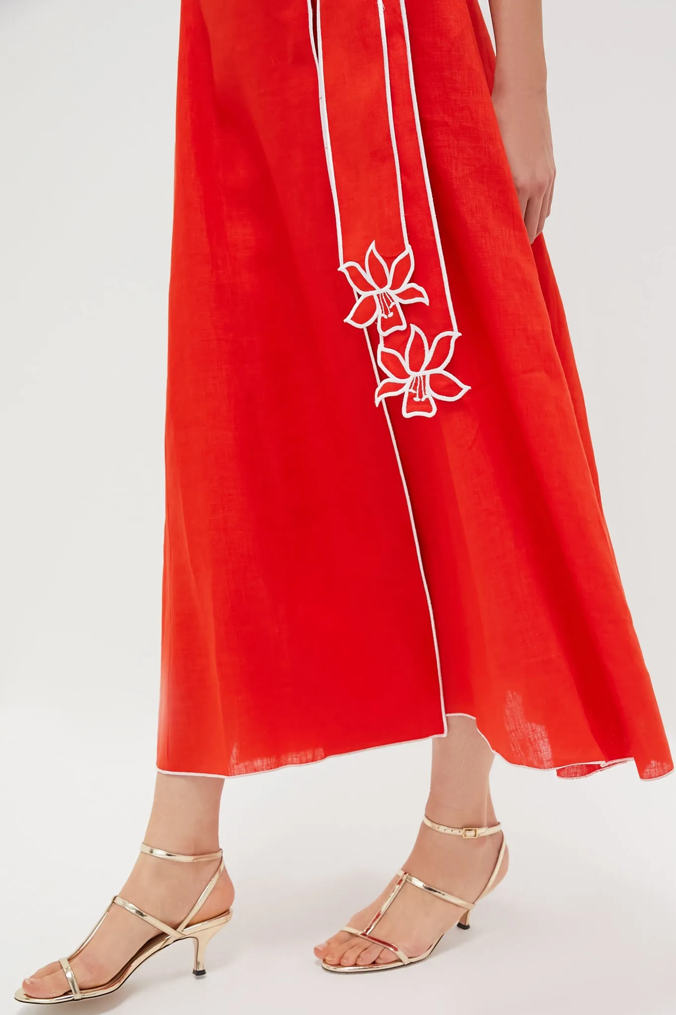 Red and White Embroidery Tessa Midi Dress sold by Tuckernuck product image thumbnail 5