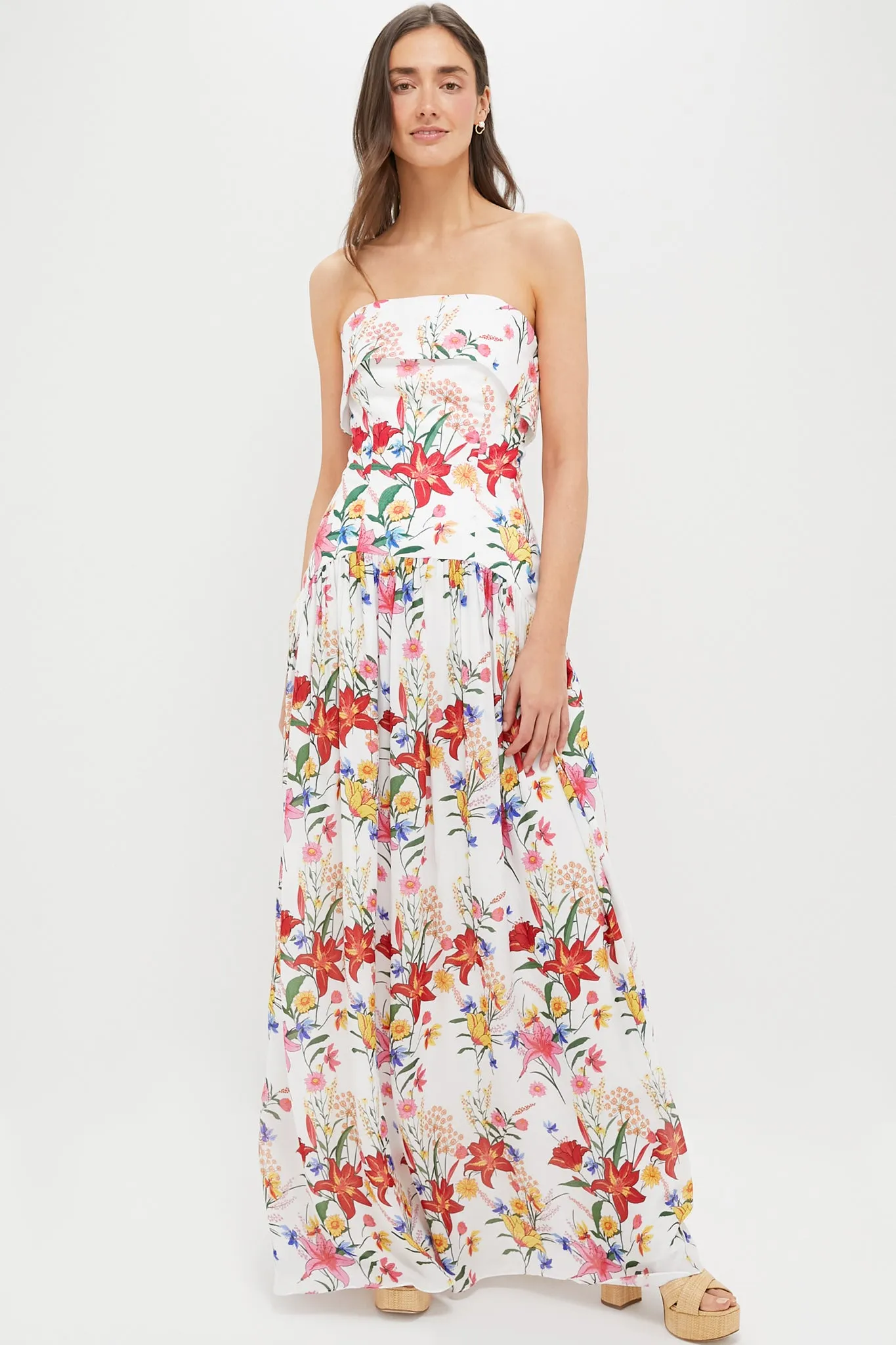 White and Color Floral Meghan Maxi Dress sold by Tuckernuck