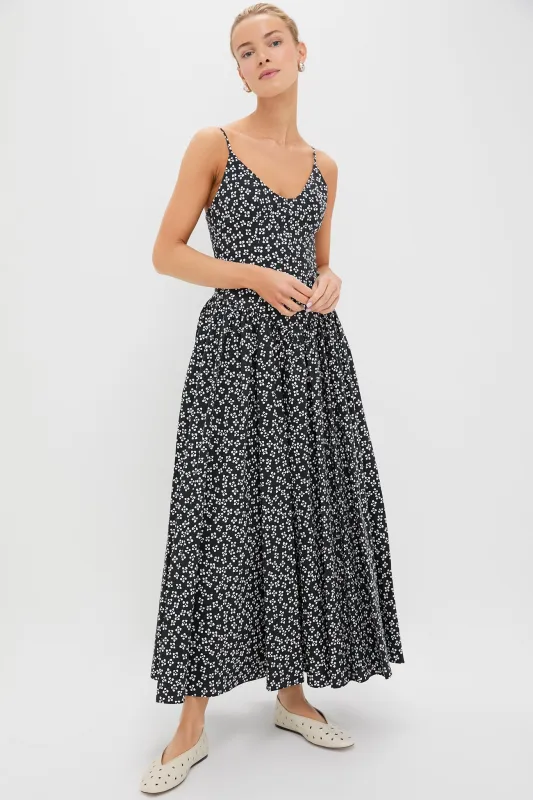 Black Woodblock Floral Dena Dress sold by Tuckernuck