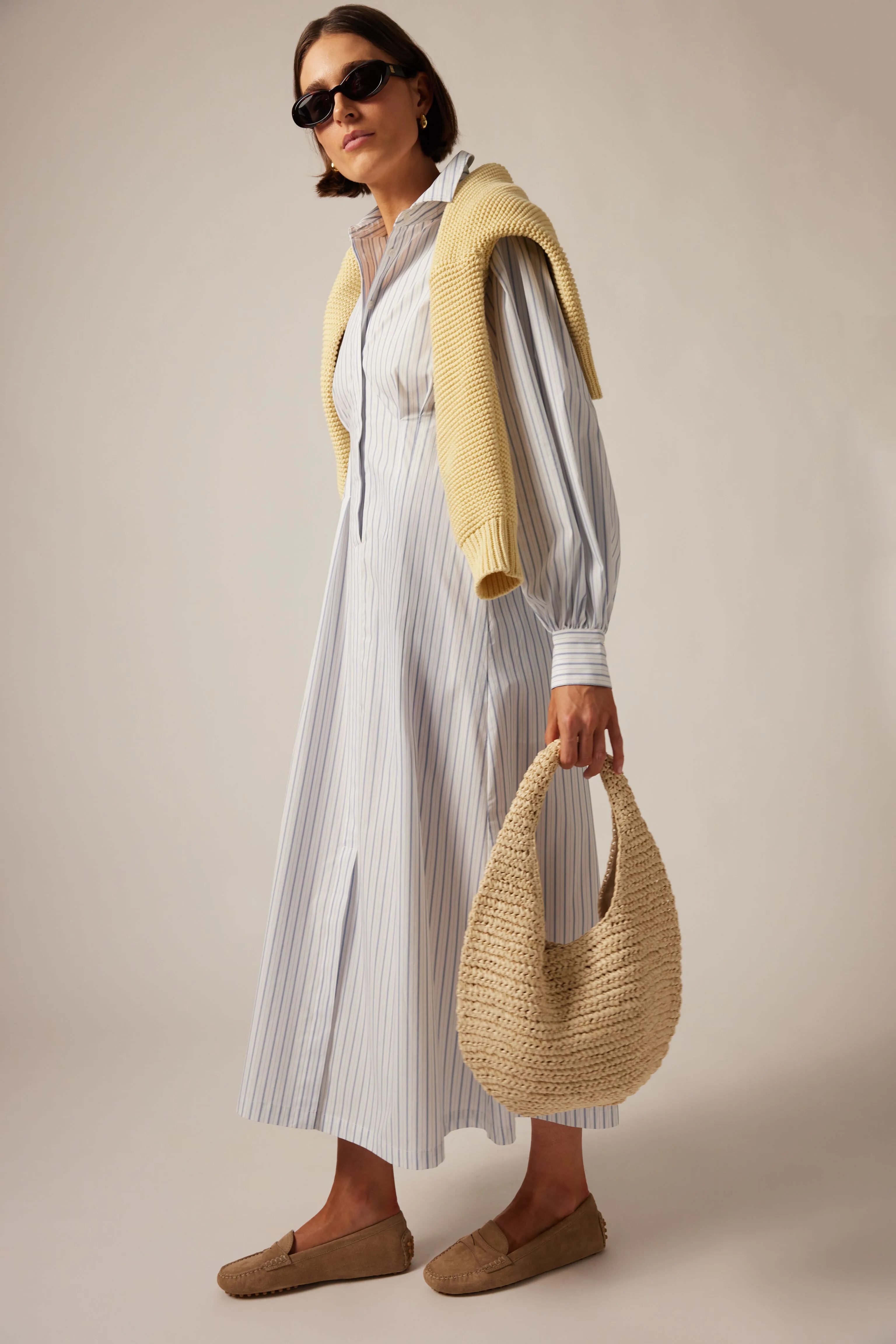 White and Blue Stripe Corinne Dress sold by Tuckernuck product image thumbnail 2