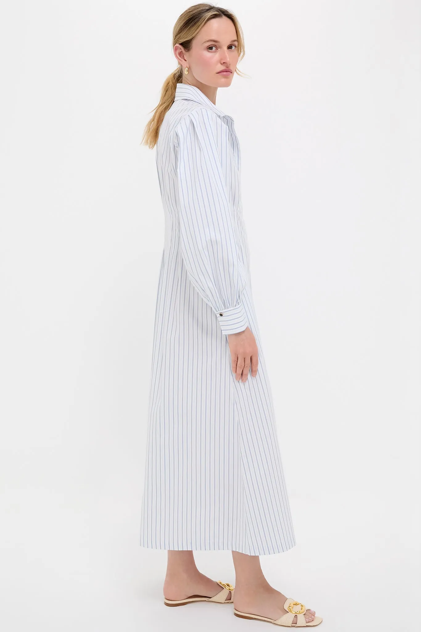 White and Blue Stripe Corinne Dress sold by Tuckernuck product image thumbnail 4