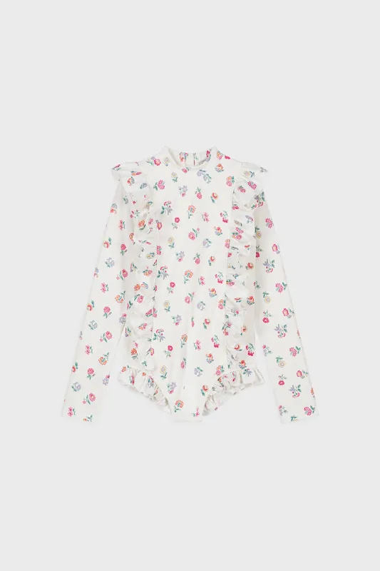 White Felicita Flowers Aurelie Bathing Suit sold by Tuckernuck