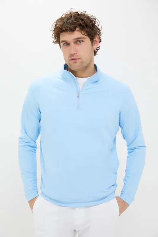 Pale Blue Perth Birdseye Performance Quarter-Zip sold by Tuckernuck