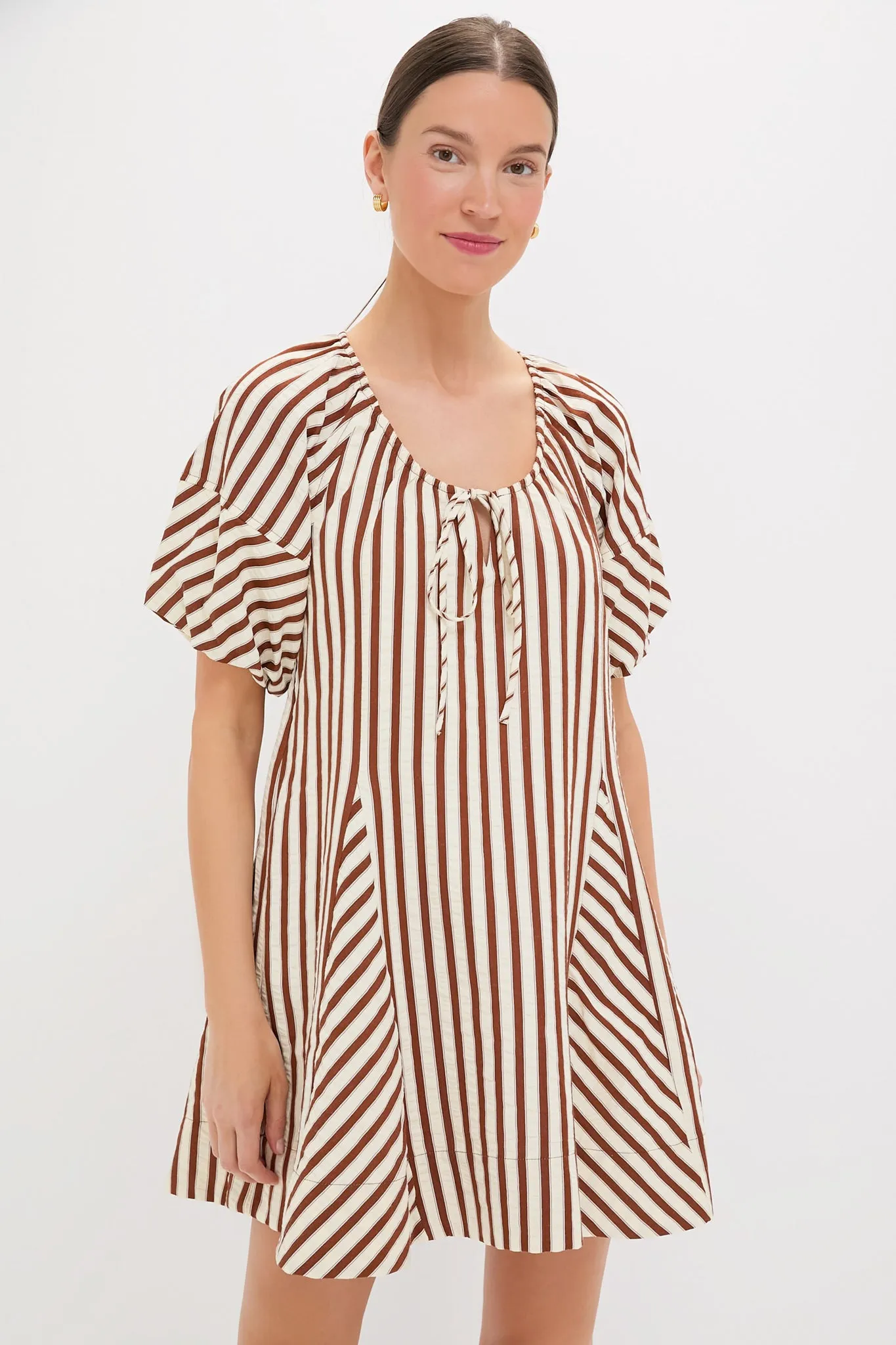 Ivory and Cinnamon Sierra Stripe Easy Shift Dress sold by Tuckernuck