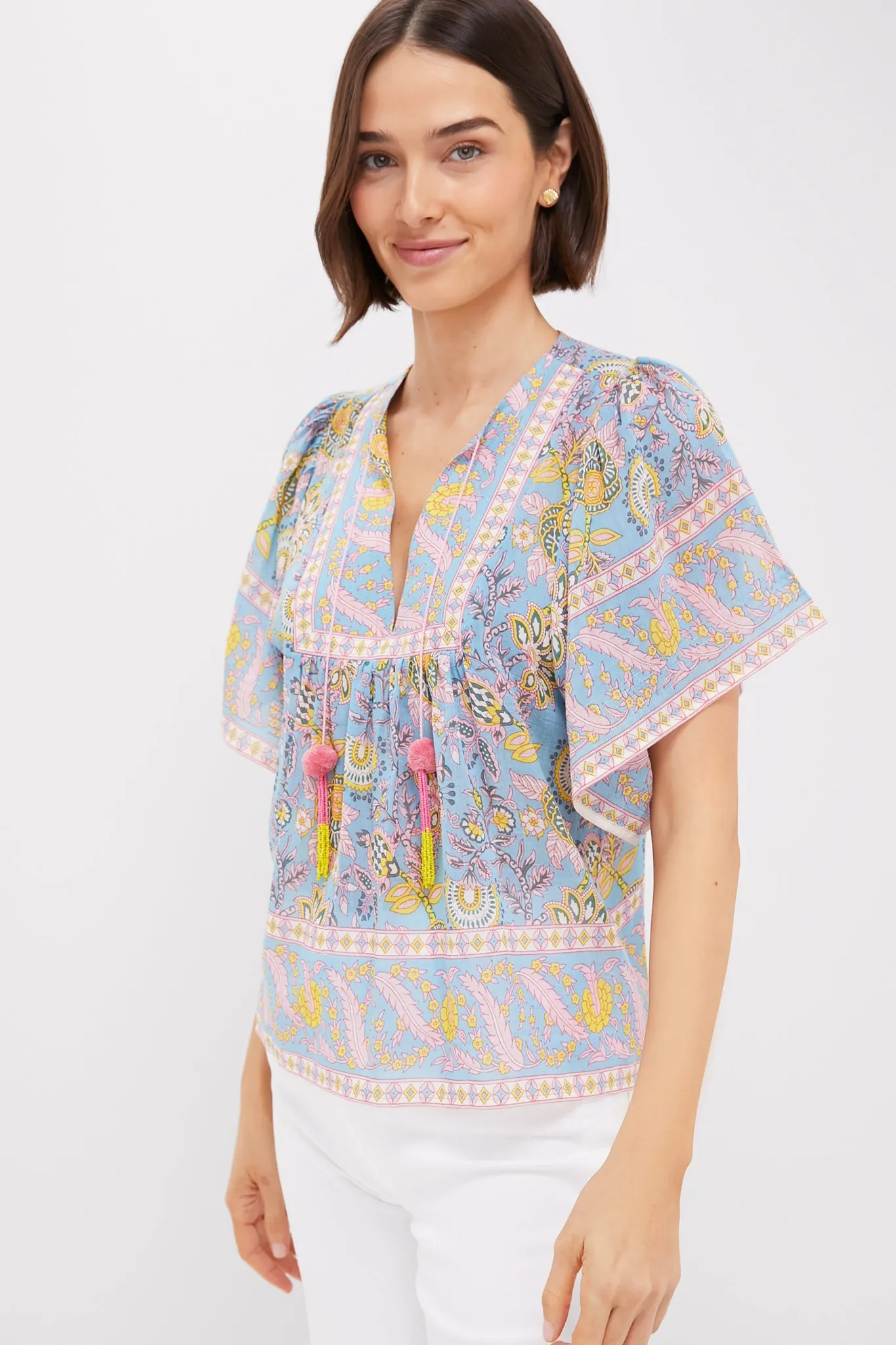 Blue Yellow Printed Angel Top sold by Tuckernuck product image thumbnail 3