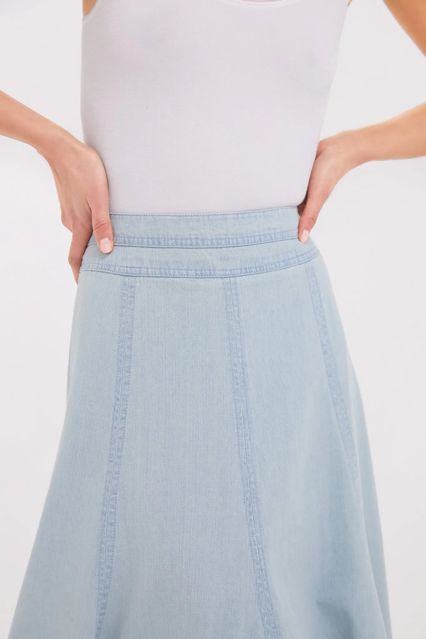 Light Wash Denim Brynn Skirt sold by Tuckernuck product image thumbnail 5