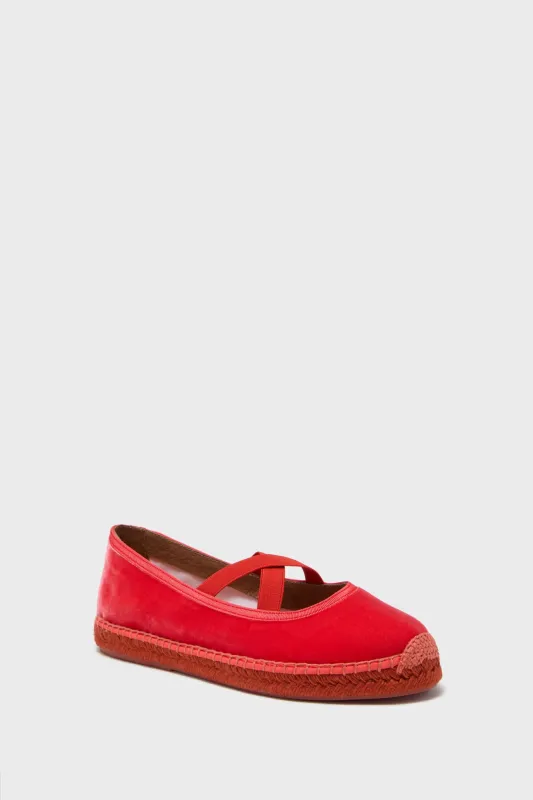 Coral Chico Velvet Espadrilles sold by Tuckernuck
