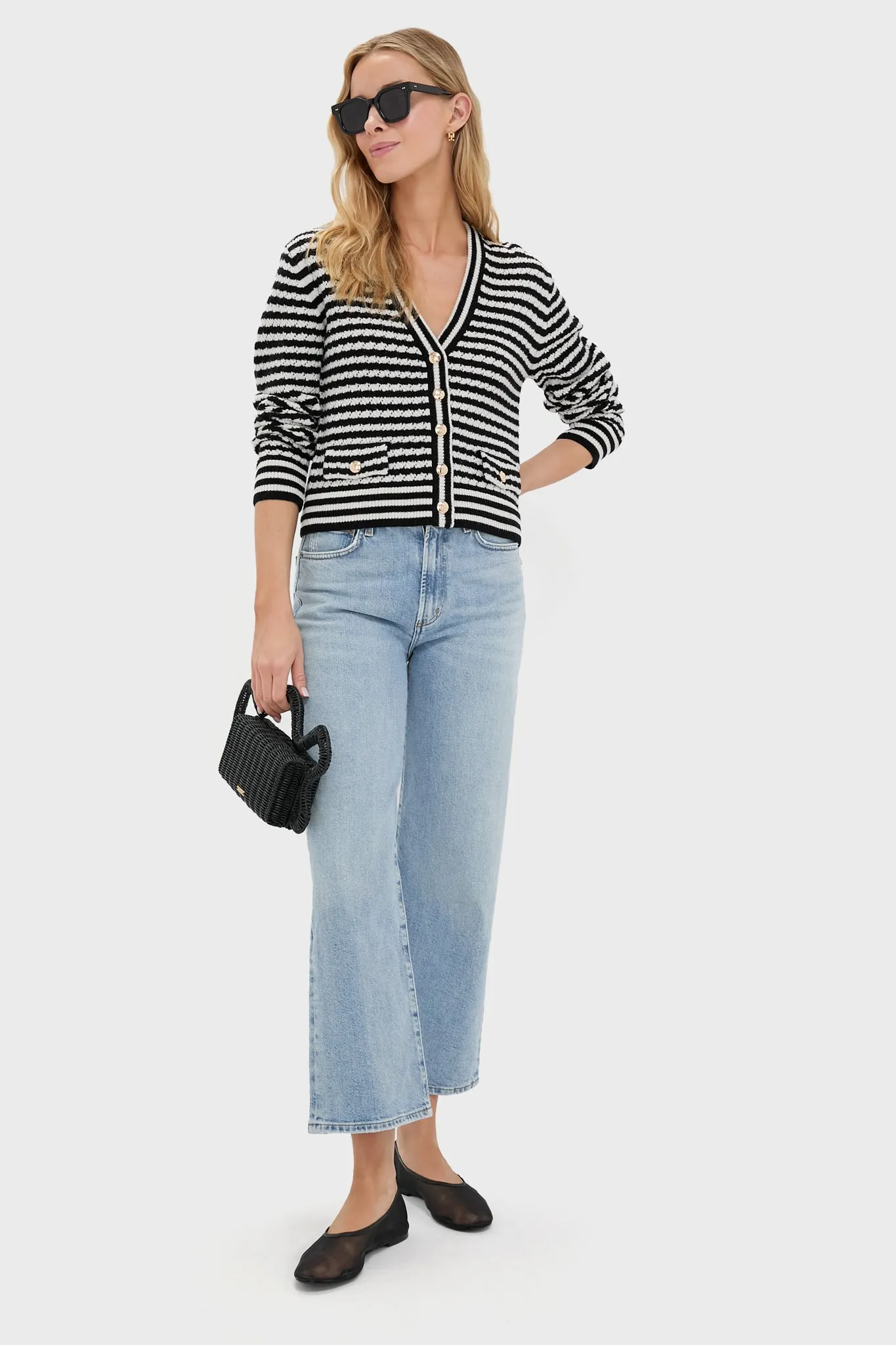 Black and Ivory Stripe Gwen Cardigan sold by Tuckernuck product image thumbnail 2