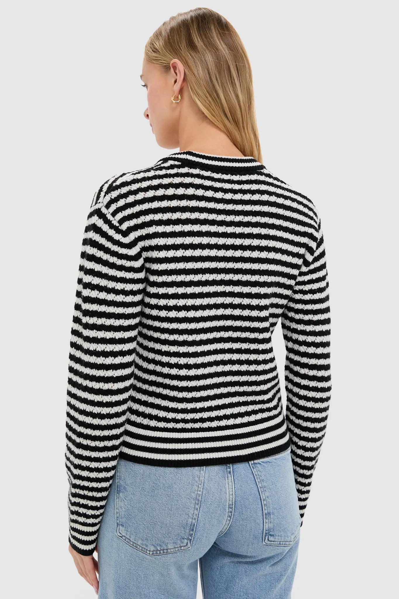 Black and Ivory Stripe Gwen Cardigan sold by Tuckernuck product image thumbnail 4